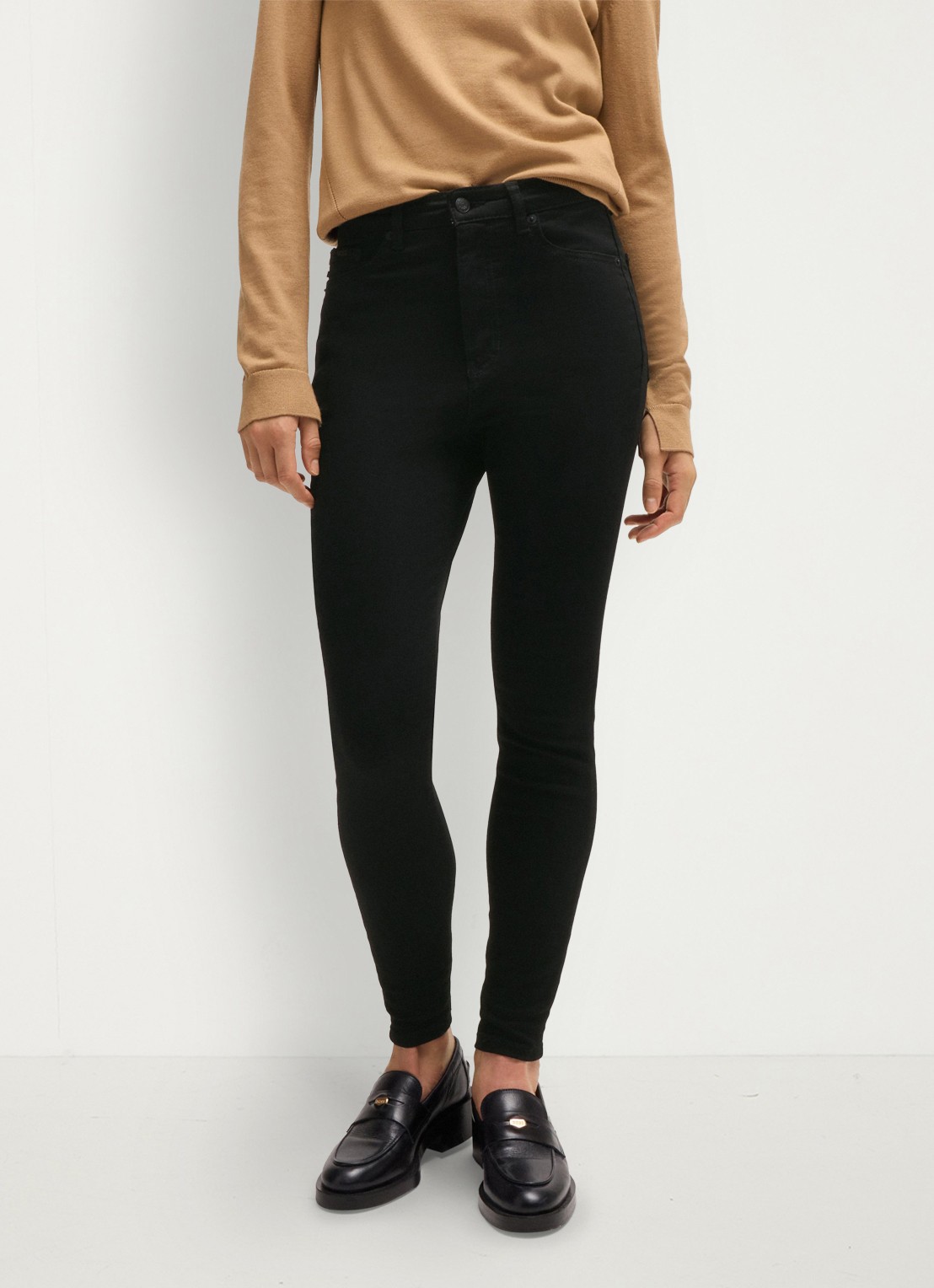BOSS Maye high waist cropped skinny jeans met gekleurde wassing - detail zwart