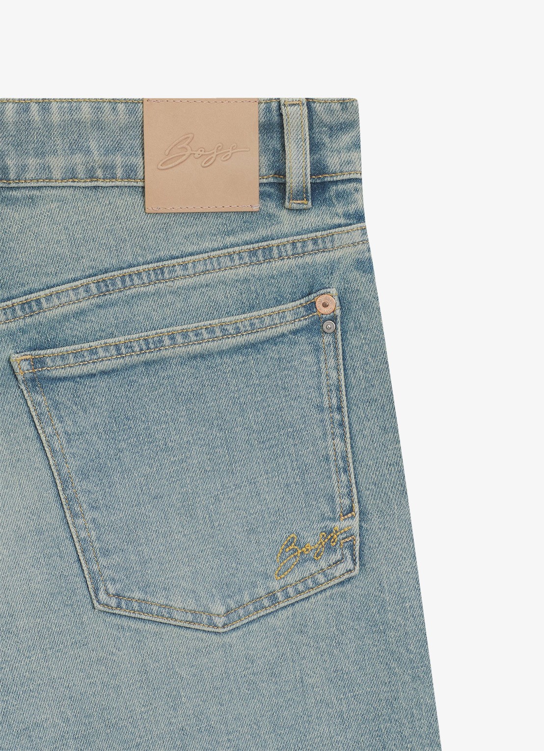 BOSS Mid waist flared jeans met lichte wassing  - detail 3 indigo