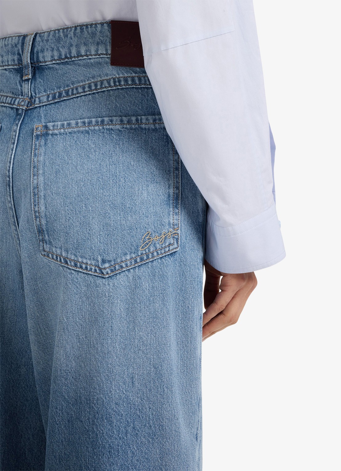 BOSS Mid waist loose fit korte broek van denim - detail 5 jeans