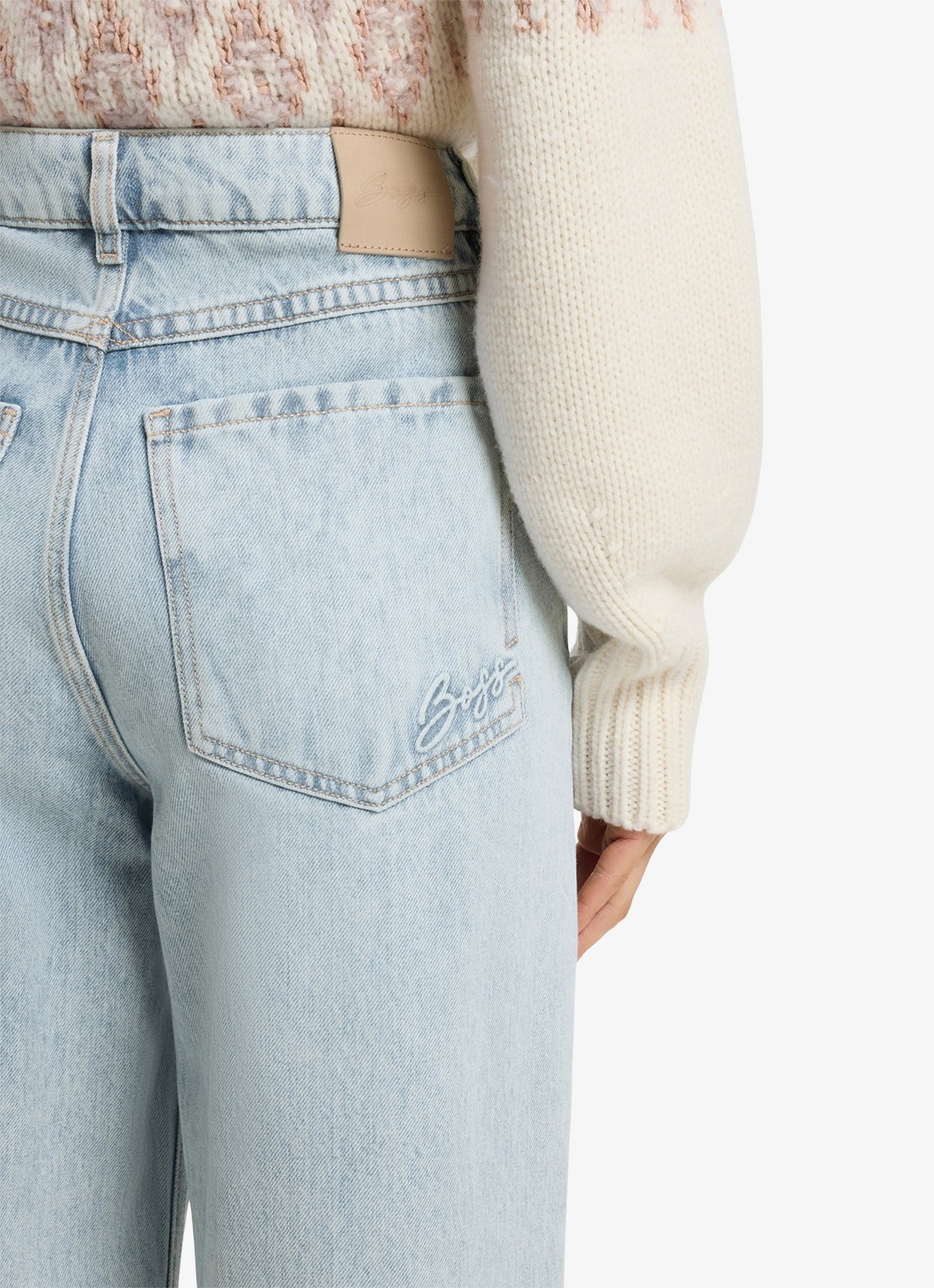BOSS Mid waist straight leg jeans met lichte wassing  - detail 2 indigo