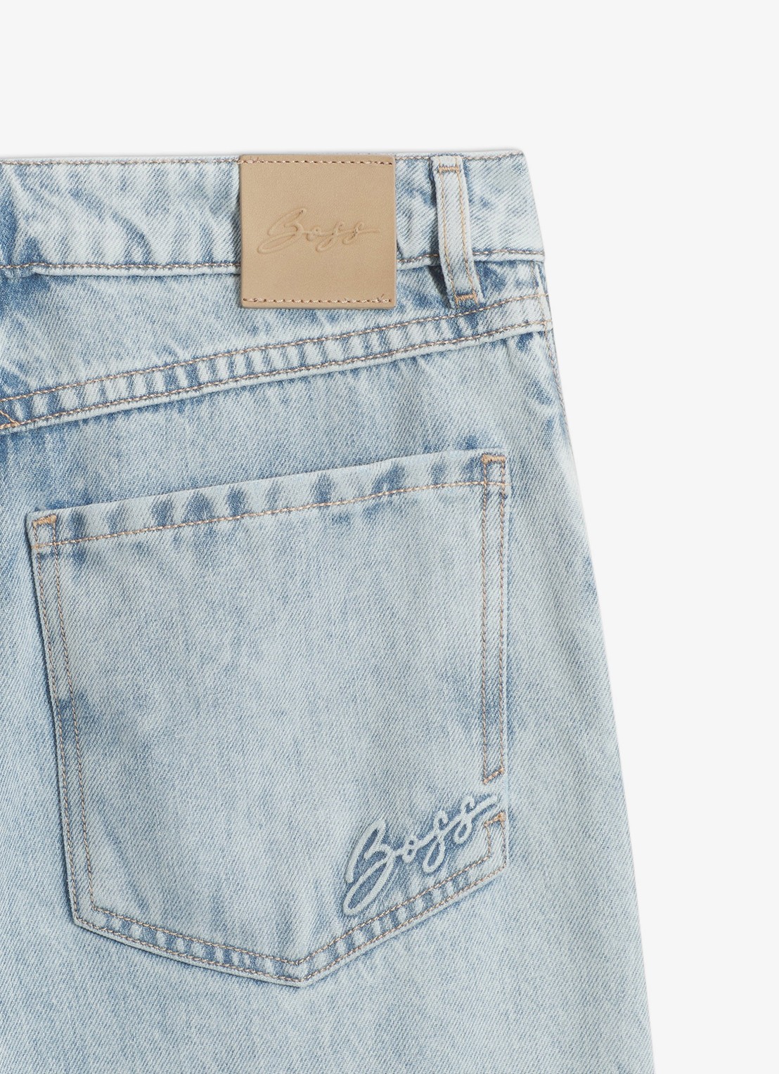 BOSS Mid waist straight leg jeans met lichte wassing  - detail 3 indigo