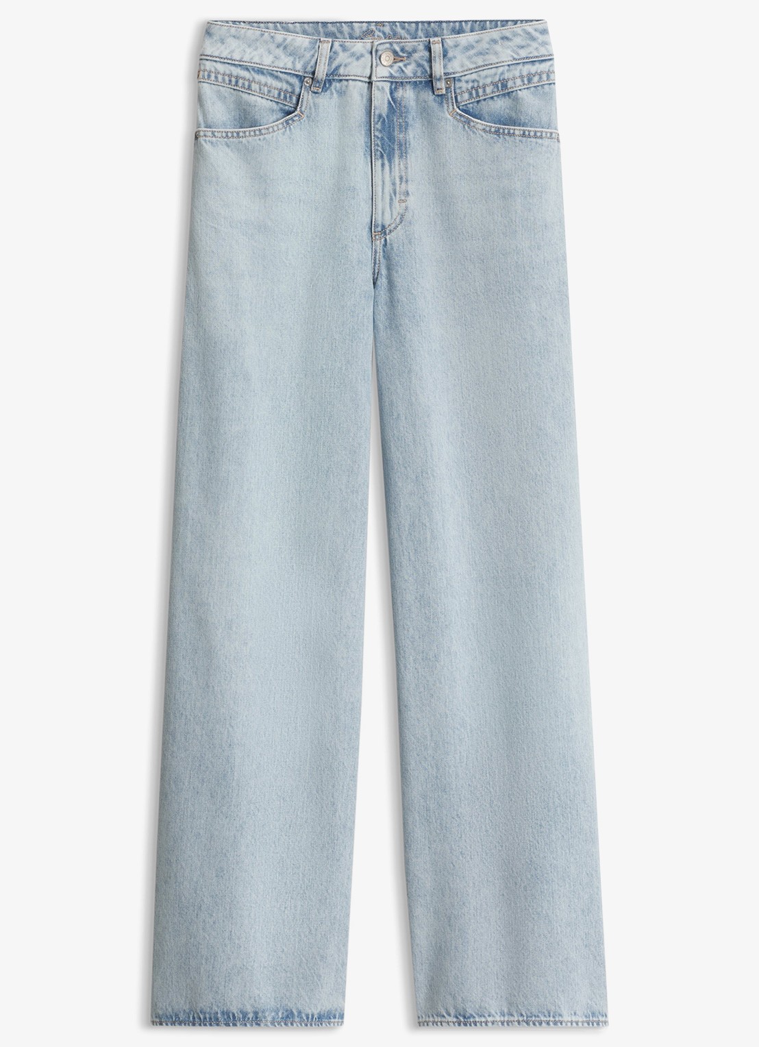 BOSS Mid waist straight leg jeans met lichte wassing  - voorkant indigo