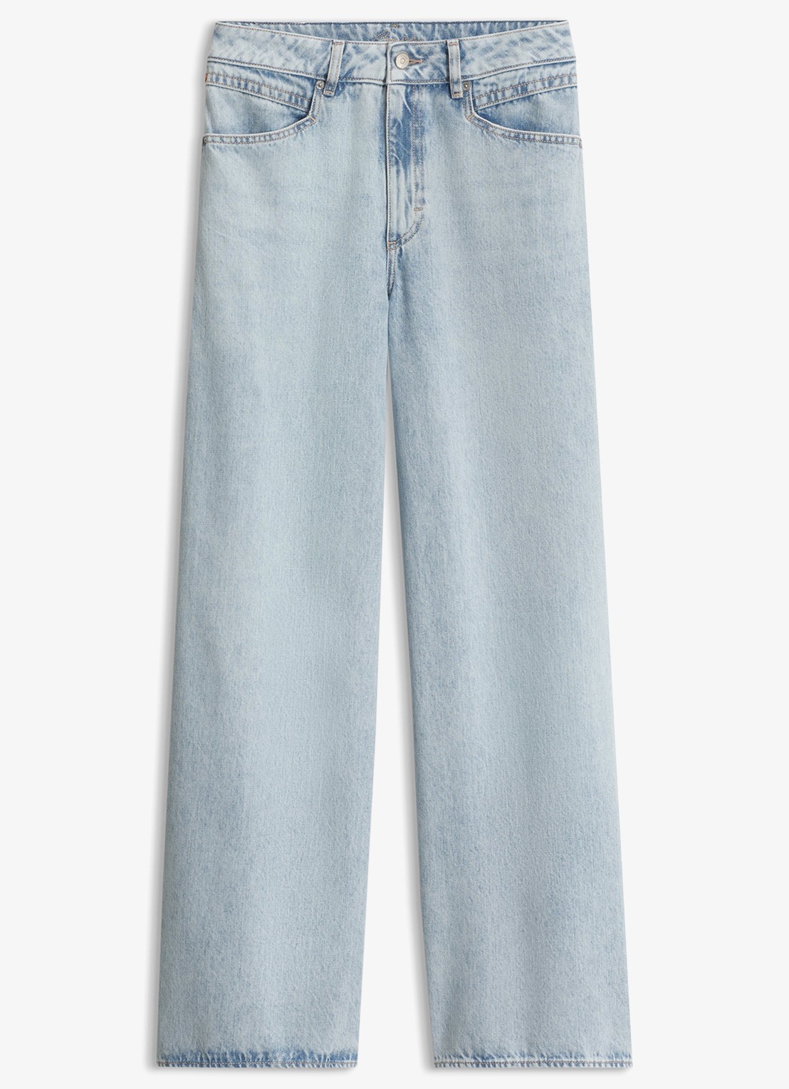 BOSS Mid waist straight leg jeans met lichte wassing  - voorkant 5 indigo