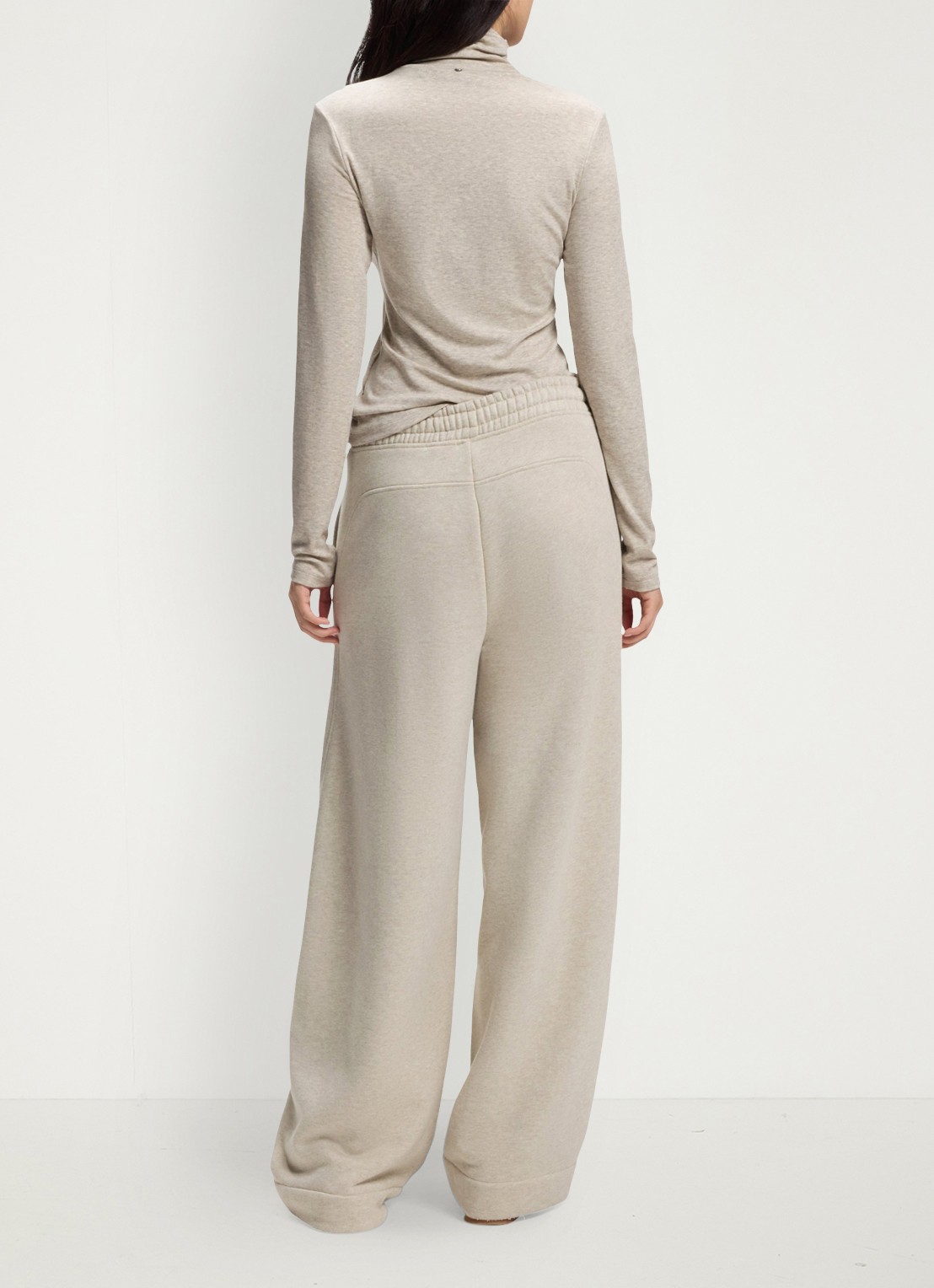 BOSS Mid waist wide fit joggingbroek met gemêleerd dessin - achterkant 5 dark beige-256 / beige