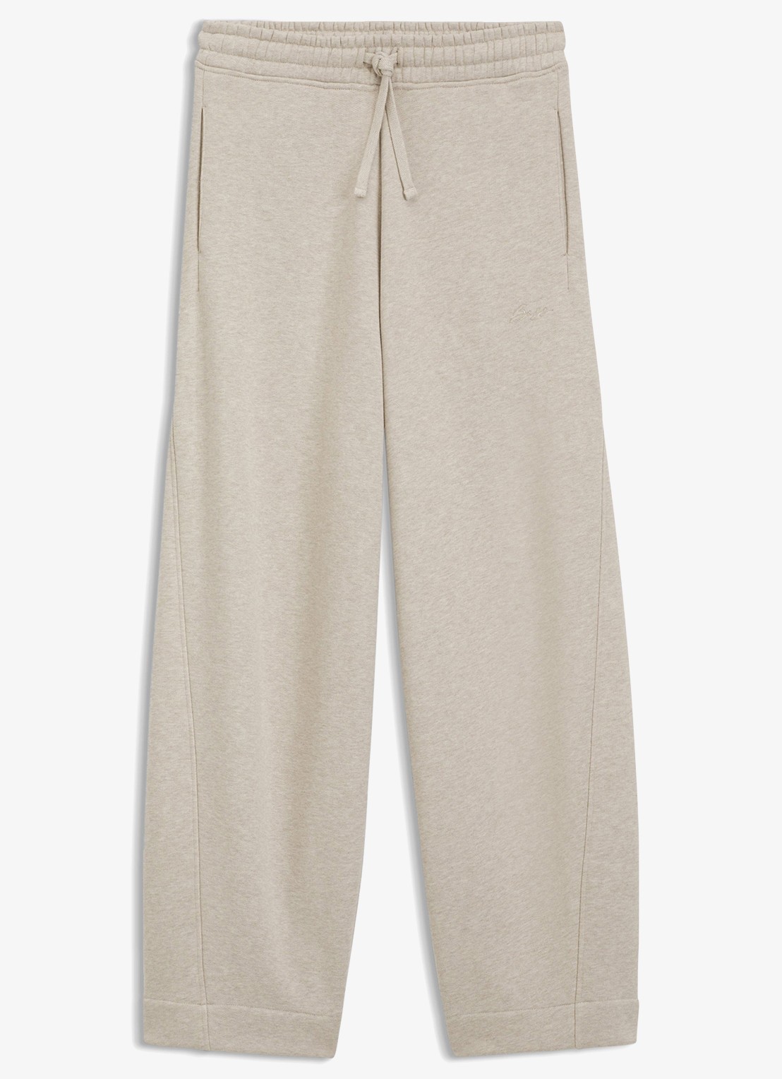 BOSS Mid waist wide fit joggingbroek met gemêleerd dessin - voorkant dark beige-256 / beige