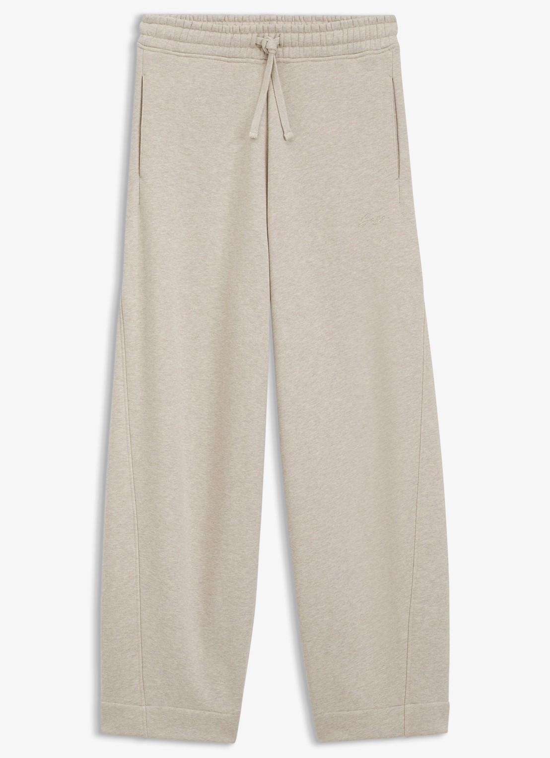 BOSS Mid waist wide fit joggingbroek met gemêleerd dessin - voorkant dark beige-256 / beige