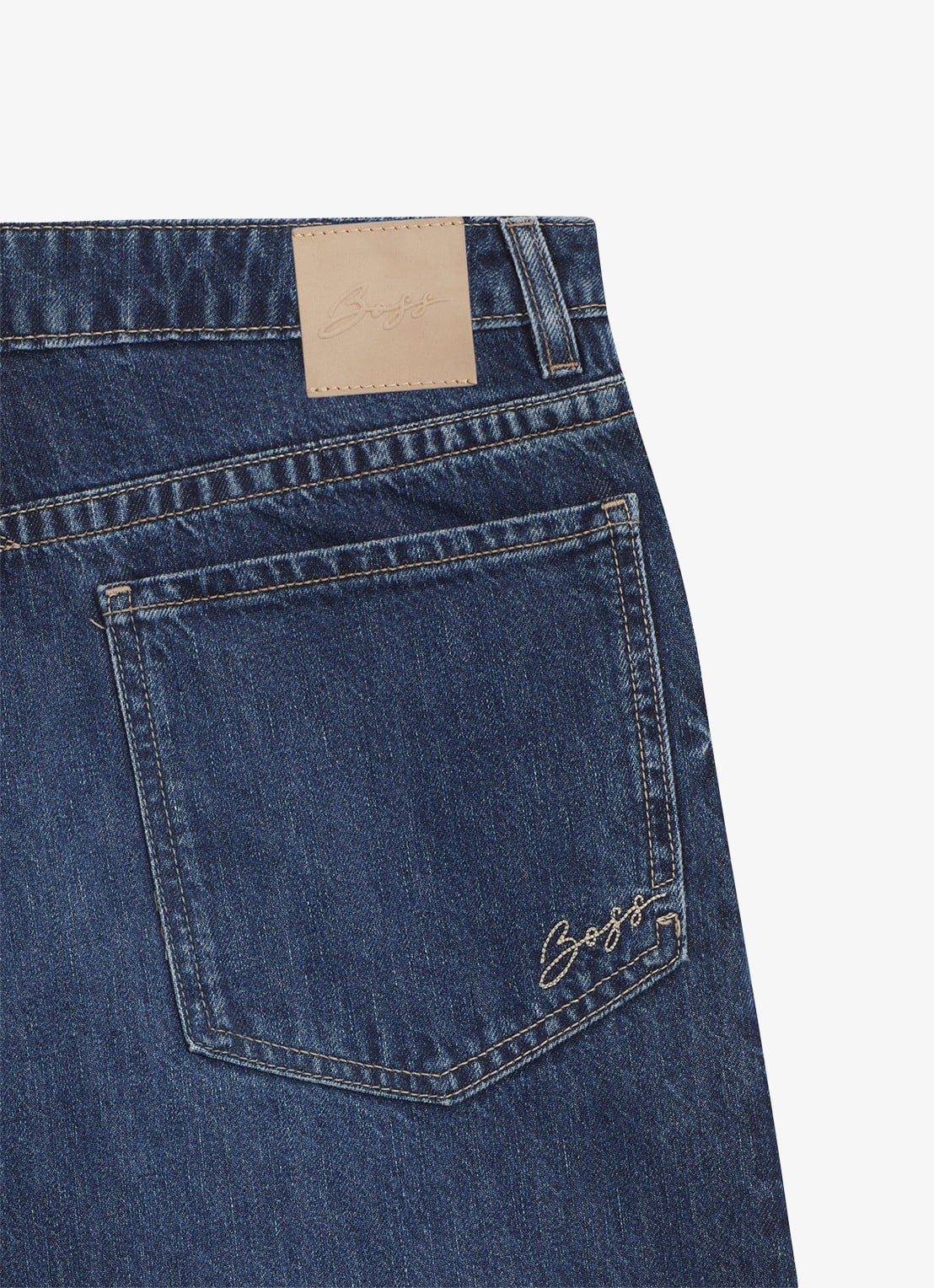 BOSS Mid waist wide leg jeans met steekzakken - detail 6 donkerblauw
