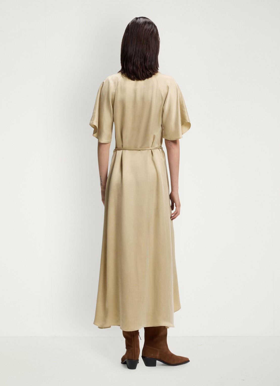 BOSS Midi jurk met ceintuur - achterkant 6 rust/copper-222 / beige