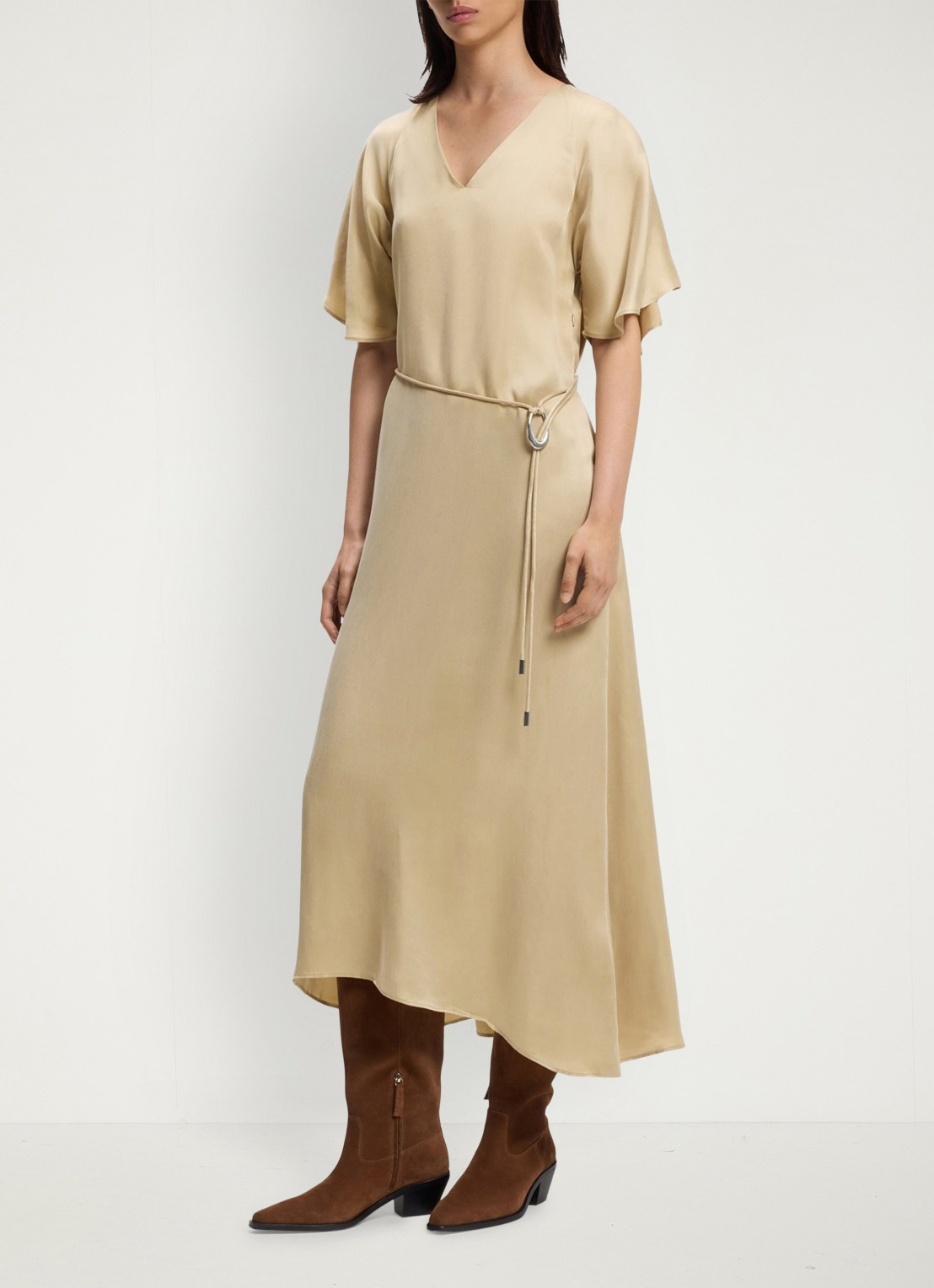BOSS Midi jurk met ceintuur - detail 4 rust/copper-222 / beige