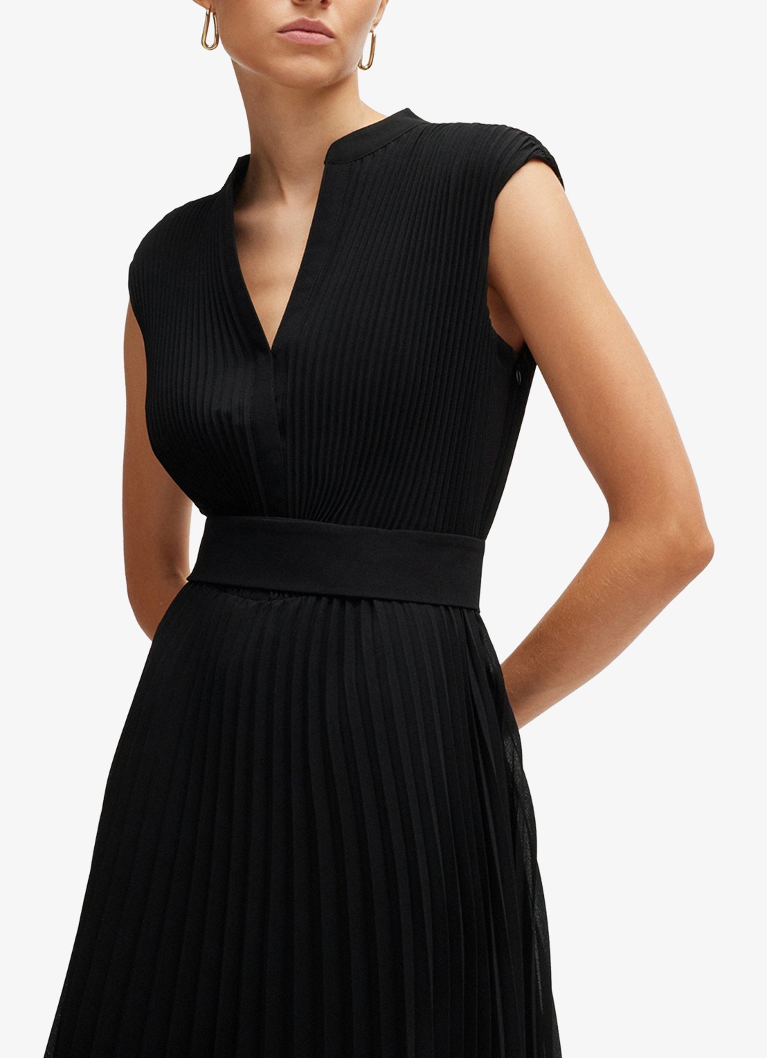 BOSS Midi jurk met plissé - detail 4 zwart