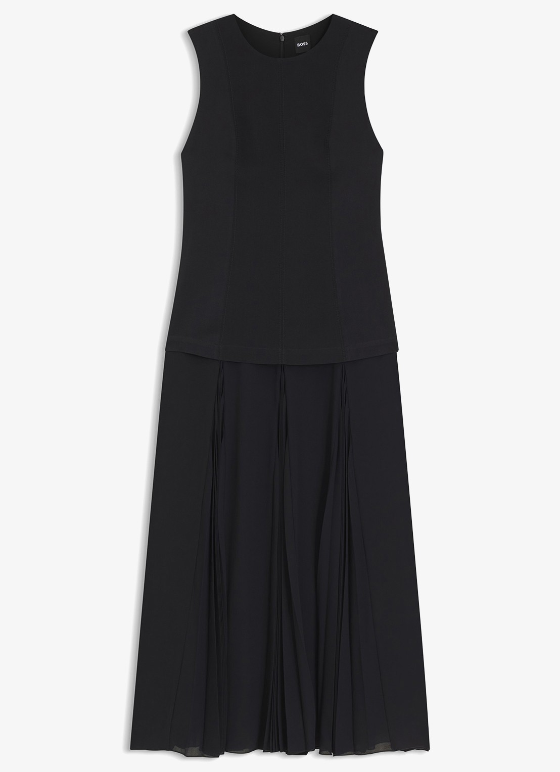 BOSS Midi jurk met plooien - voorkant open blue-480 / blauw