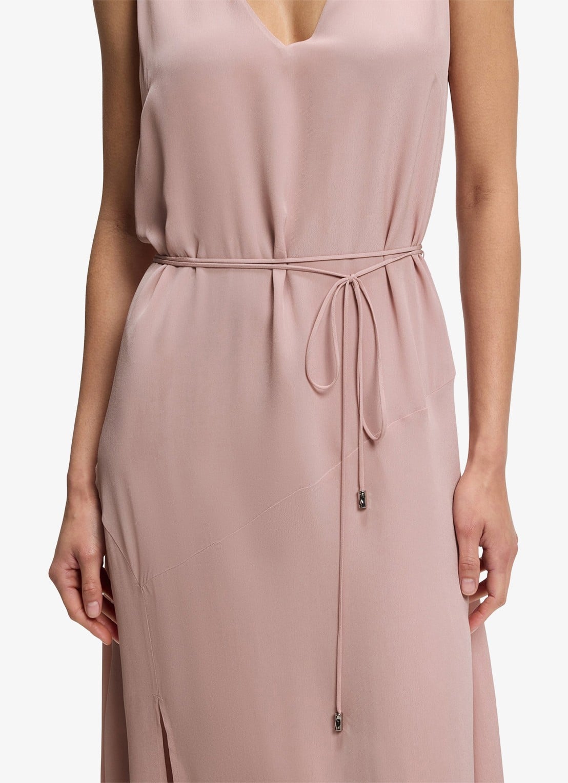 BOSS Midi jurk met strikceintuur - detail 6 lichtroze