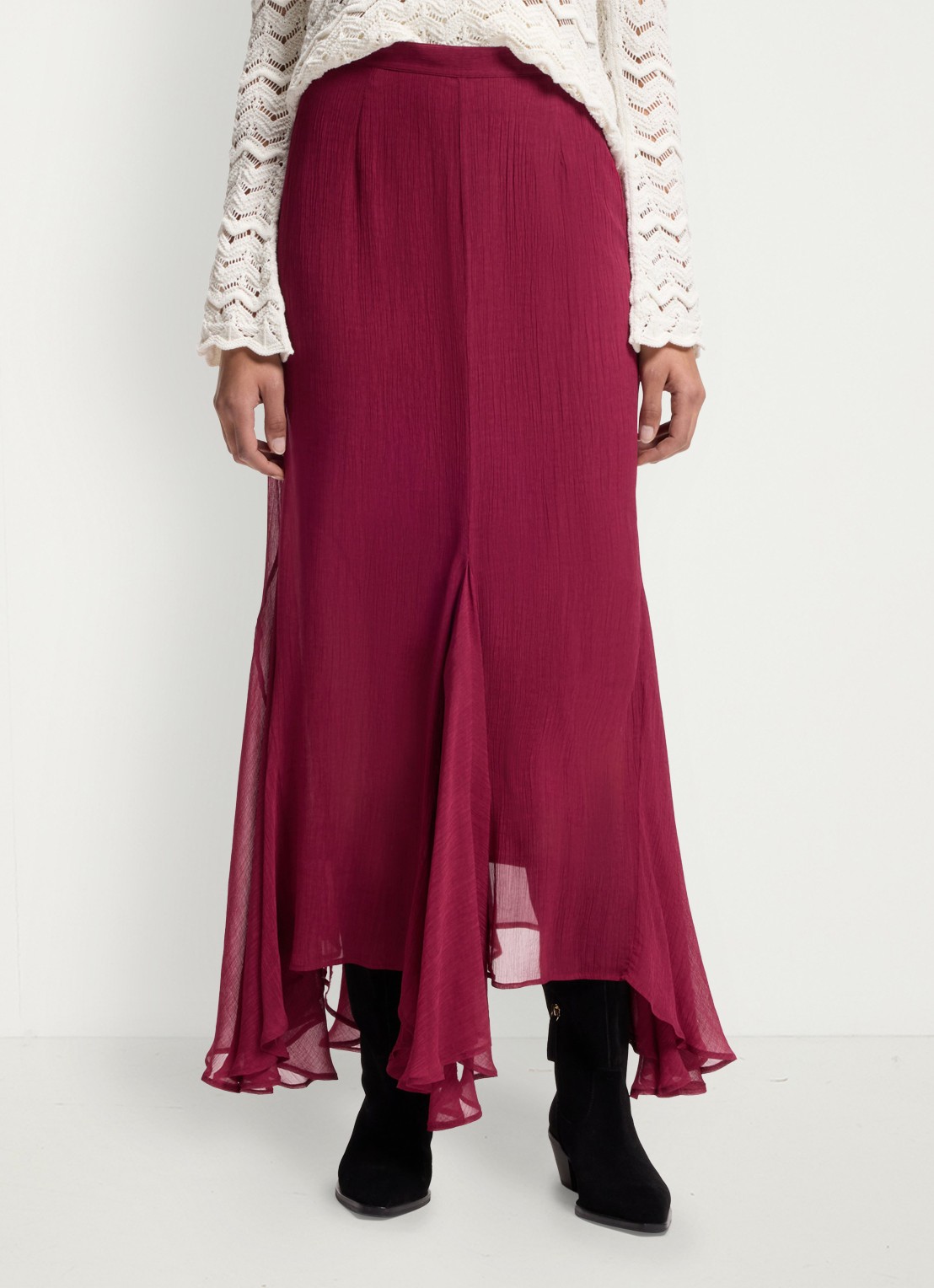 BOSS Midi rok met asymmetrische zoom - detail 2 kersenrood