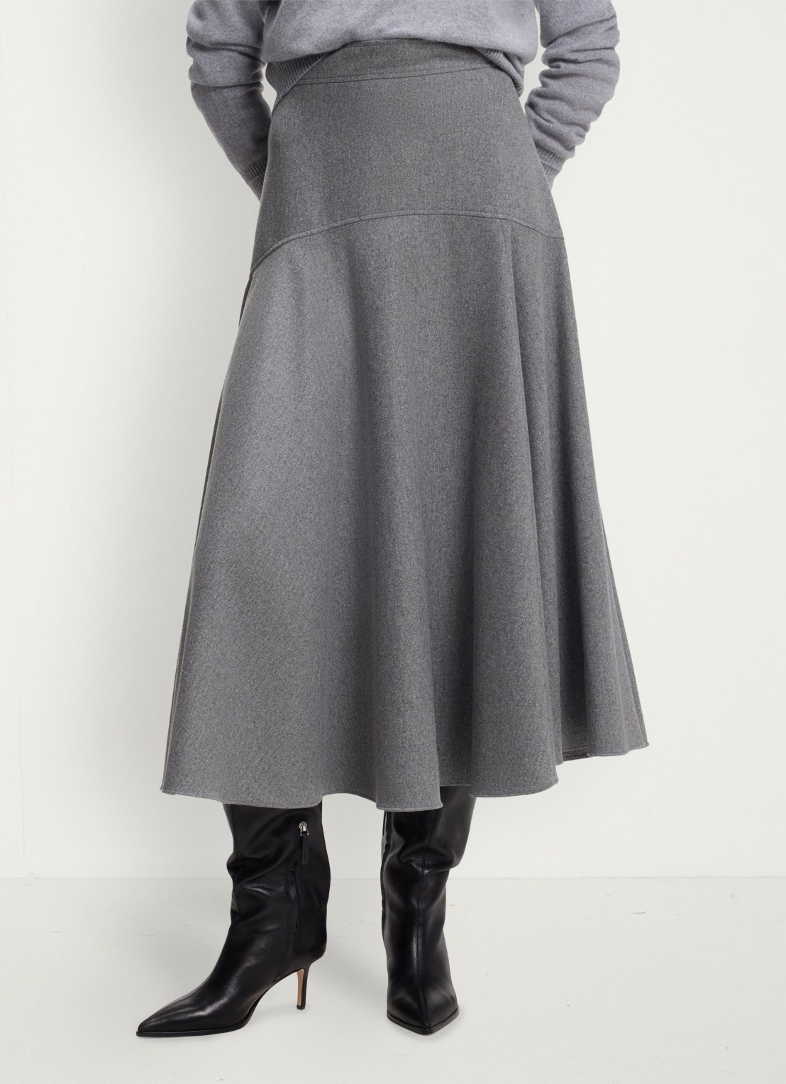 BOSS Midi rok met plooien - detail grijs