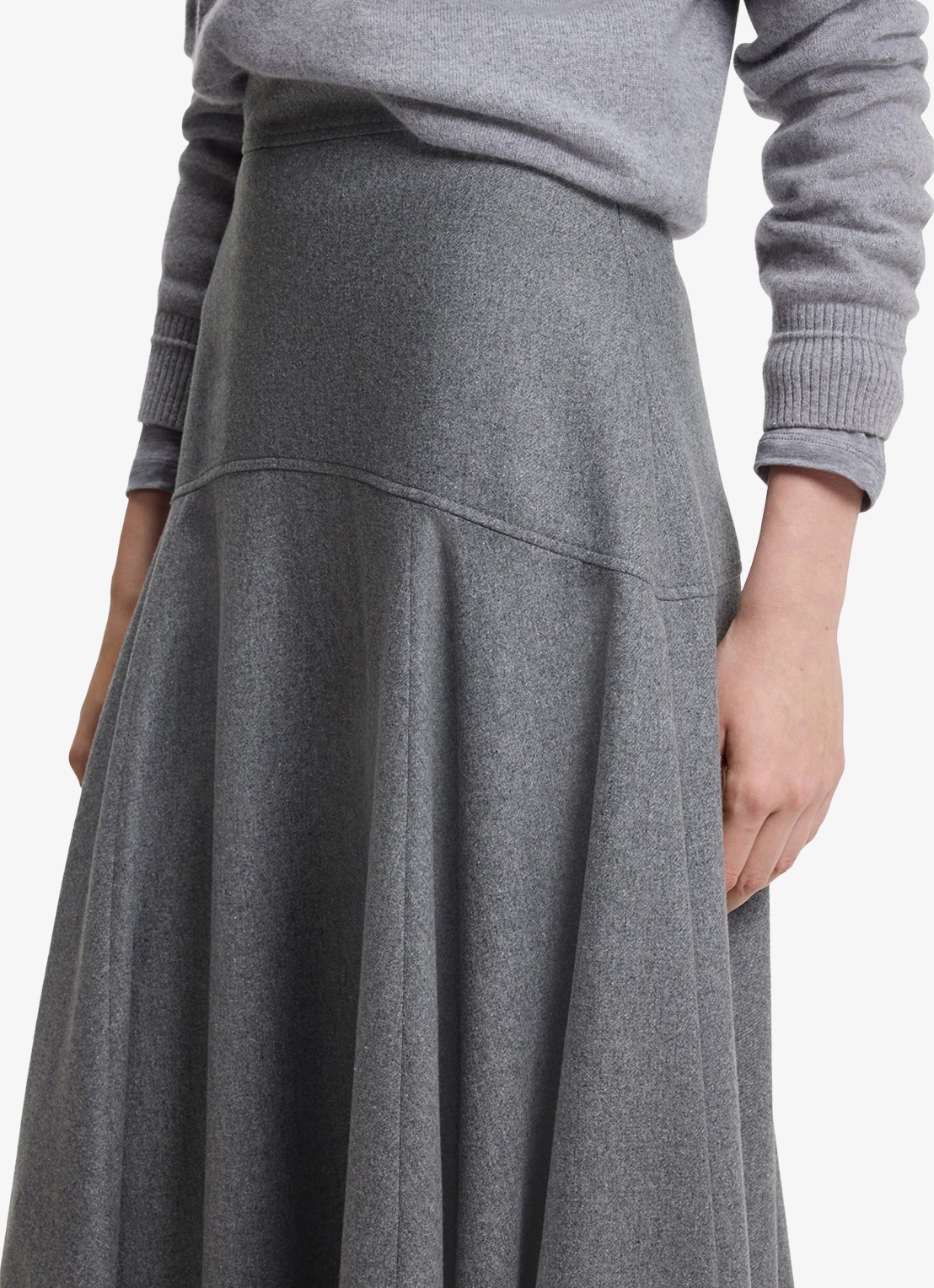 BOSS Midi rok met plooien - detail 2 grijs