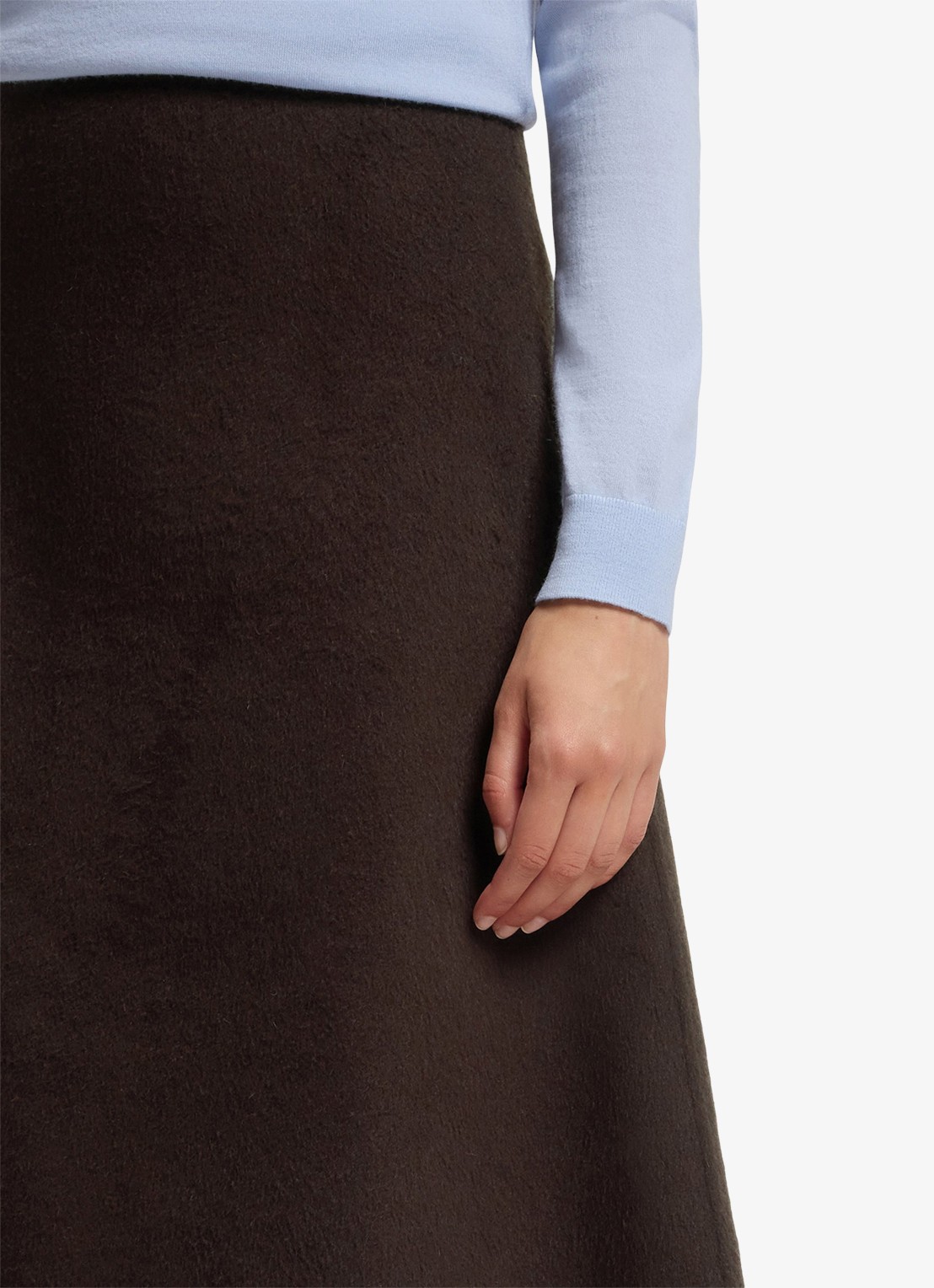 BOSS Midi rok - detail 2 donkerbruin