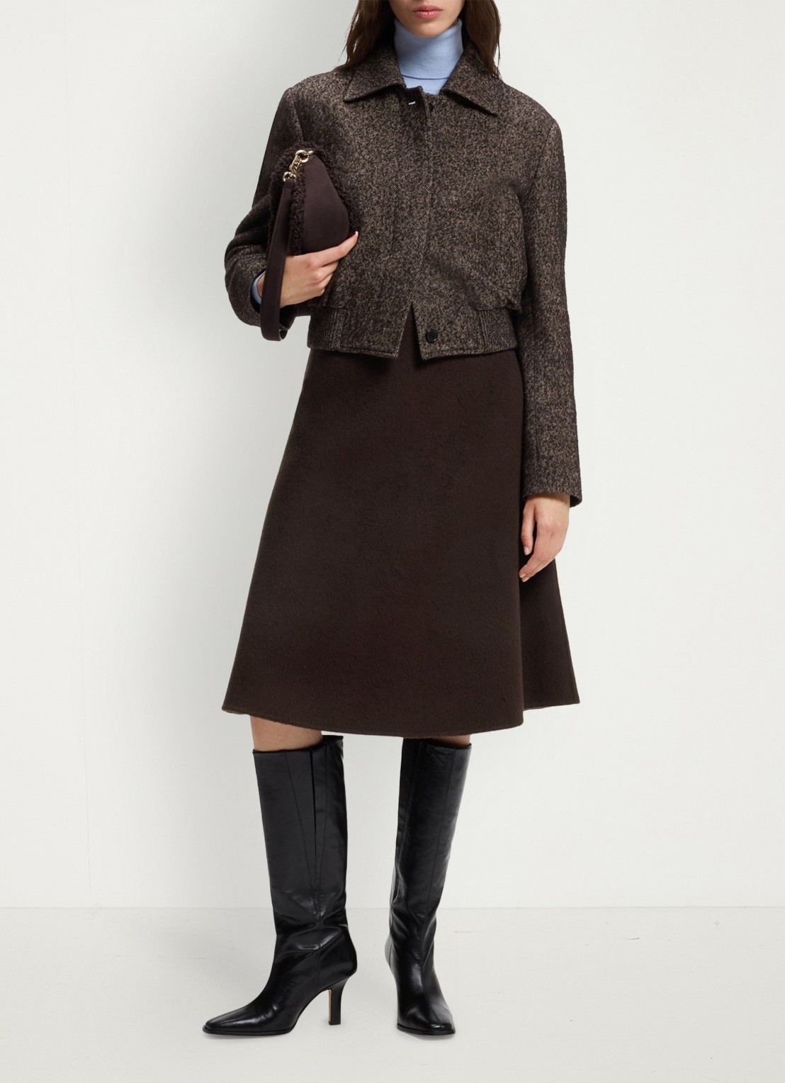 BOSS Midi rok - voorkant 5 donkerbruin
