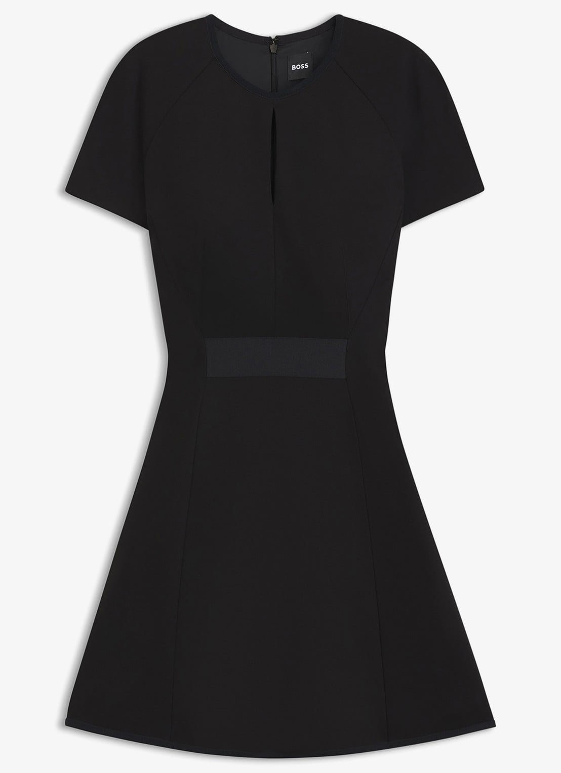 BOSS Mini jurk met ronde hals - voorkant 4 zwart