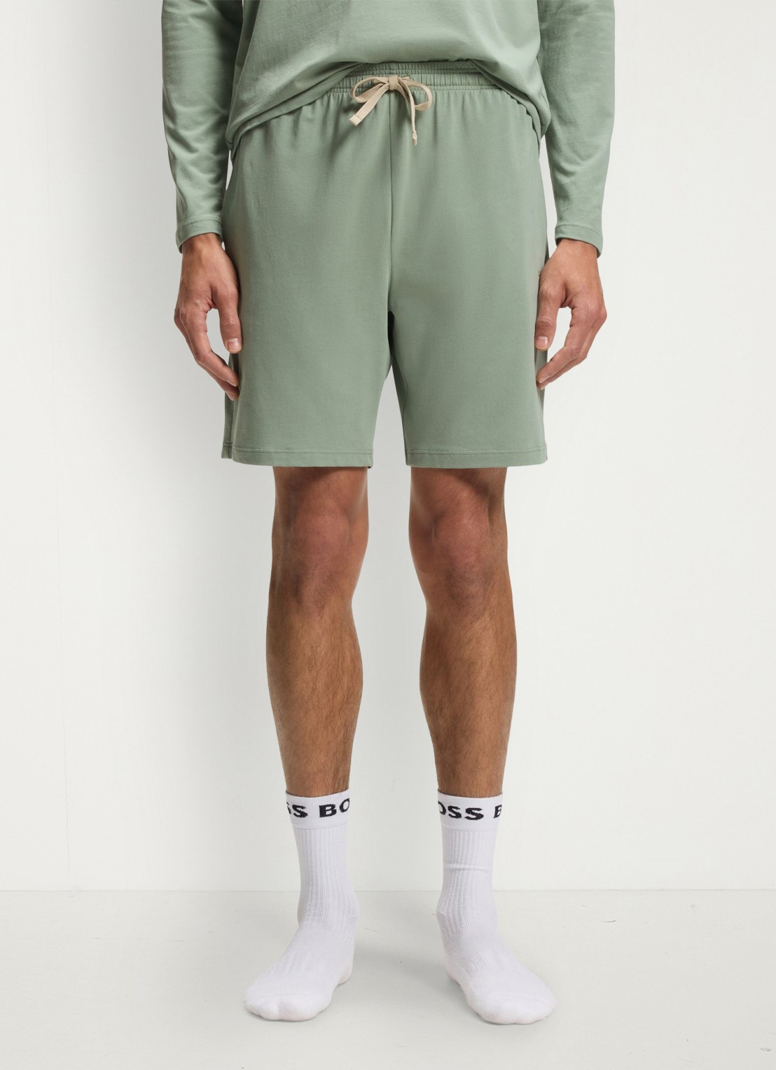 BOSS Mix&Match loose fit korte broek van sweatstof met steekzakken - detail 3 light/pastel green-330 / groen