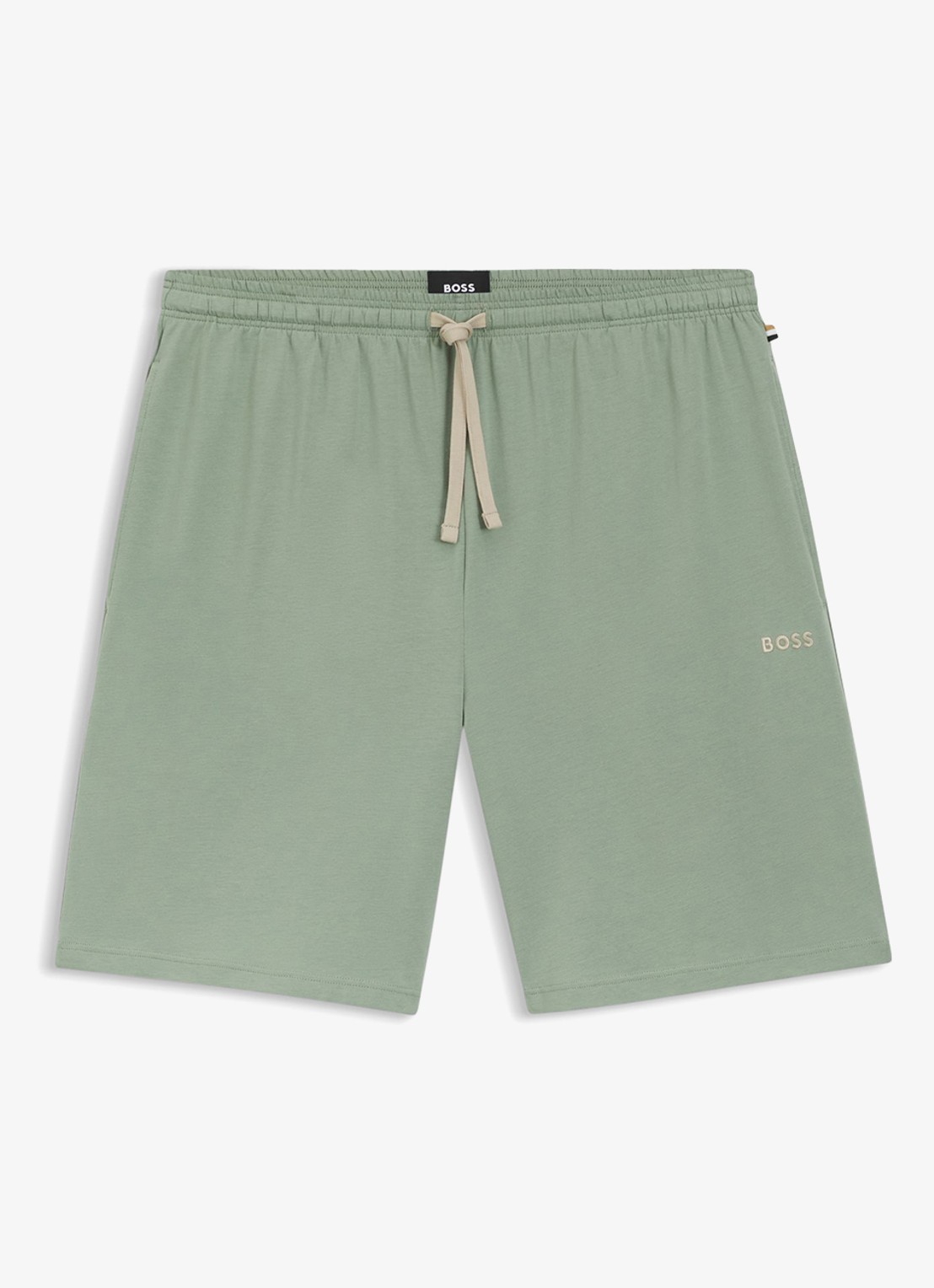 BOSS Mix&Match loose fit korte broek van sweatstof met steekzakken - voorkant light/pastel green-330 / groen