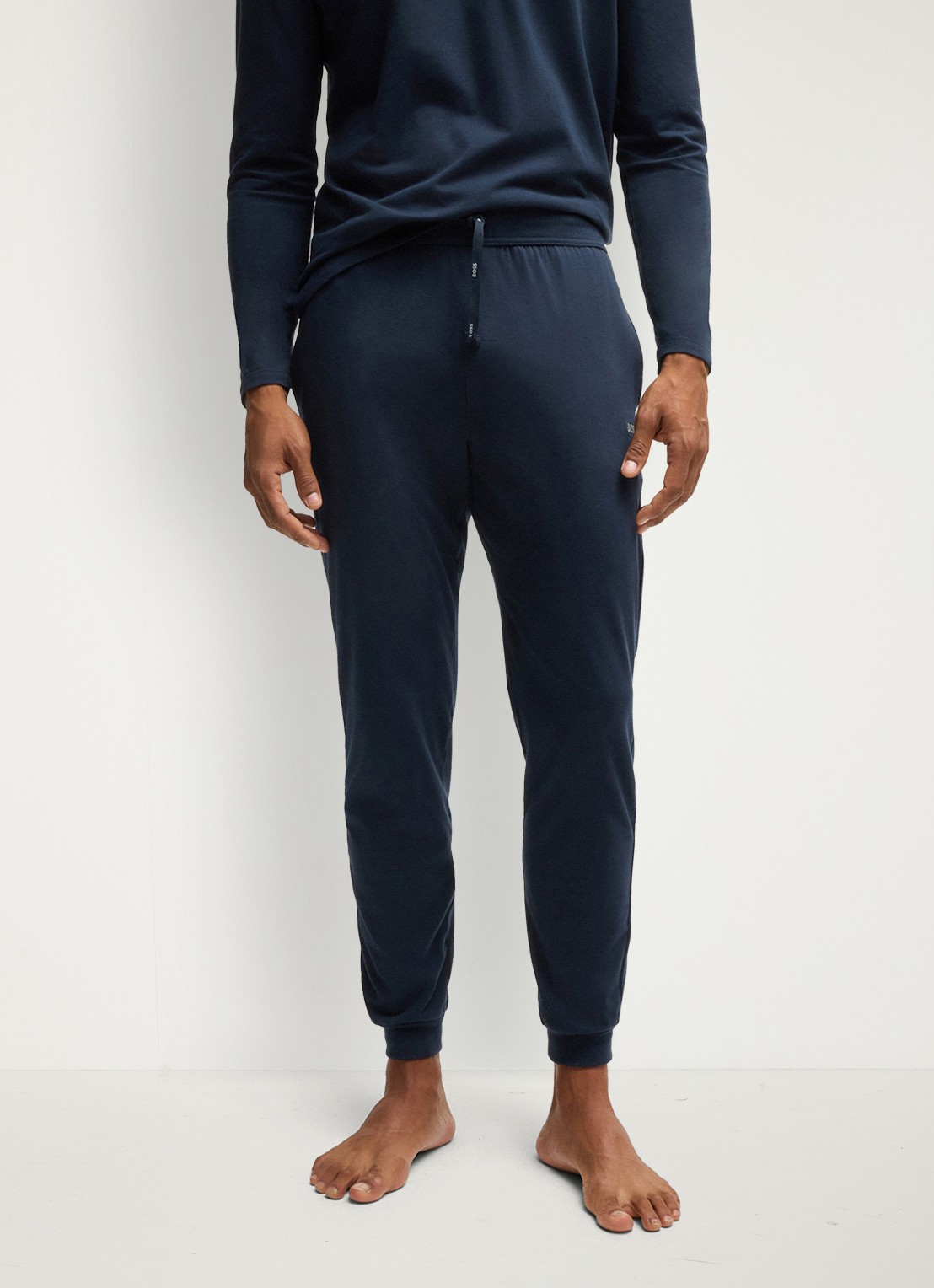 BOSS Mix&Match loungebroek met logoborduring - detail donkerblauw