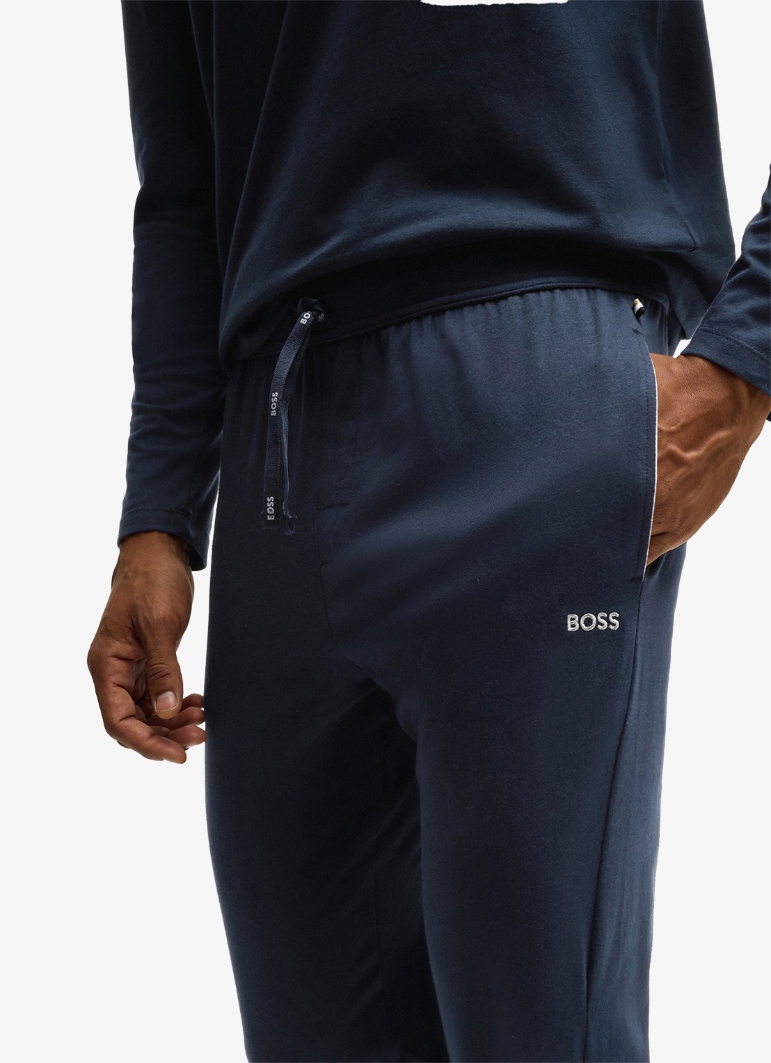 BOSS Mix&Match loungebroek met logoborduring - detail 2 donkerblauw