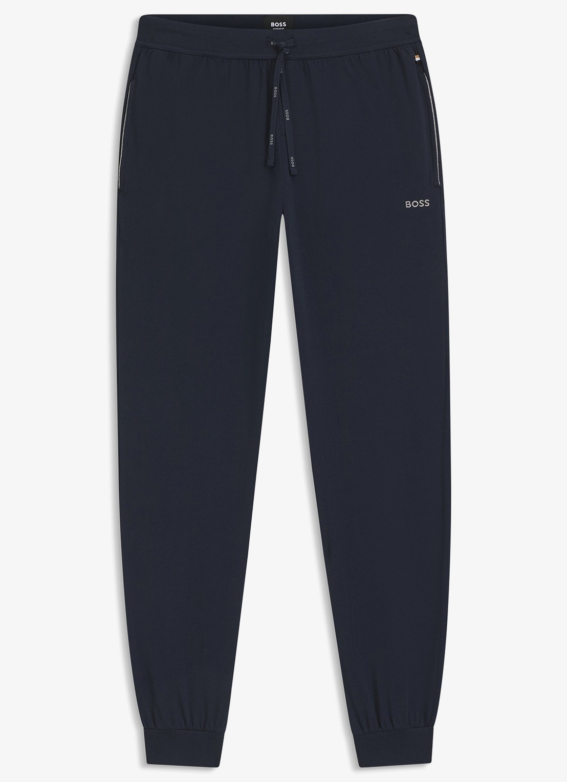 BOSS Mix&Match loungebroek met logoborduring - voorkant 4 donkerblauw