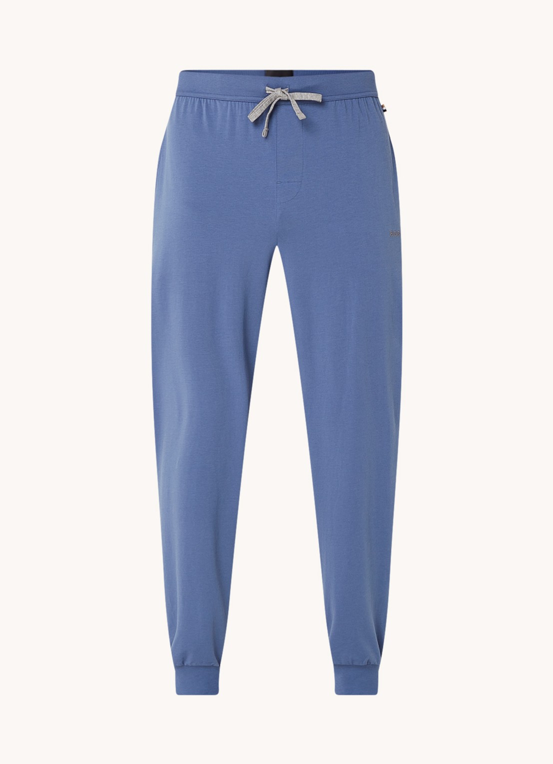 BOSS Mix&Match pyjamabroek met logoborduring en steekzakken - voorkant blauw