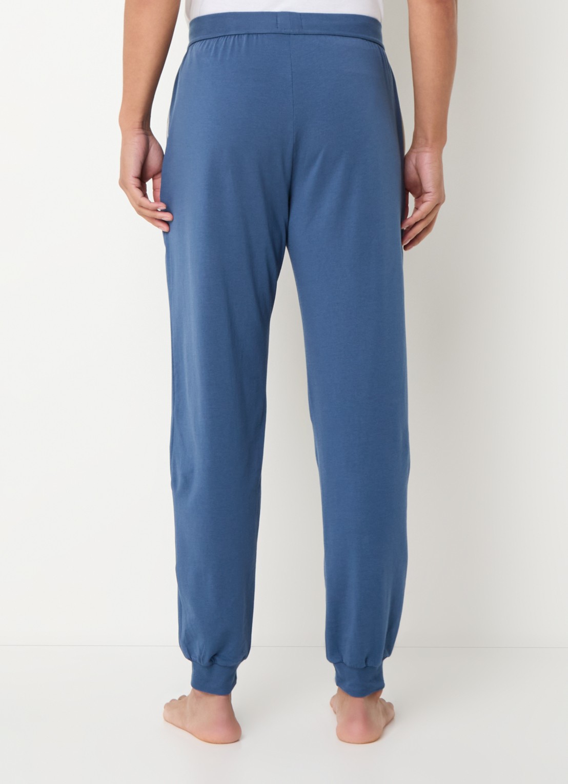 BOSS Mix&Match pyjamabroek met logoborduring en steekzakken - achterkant 3 staalblauw