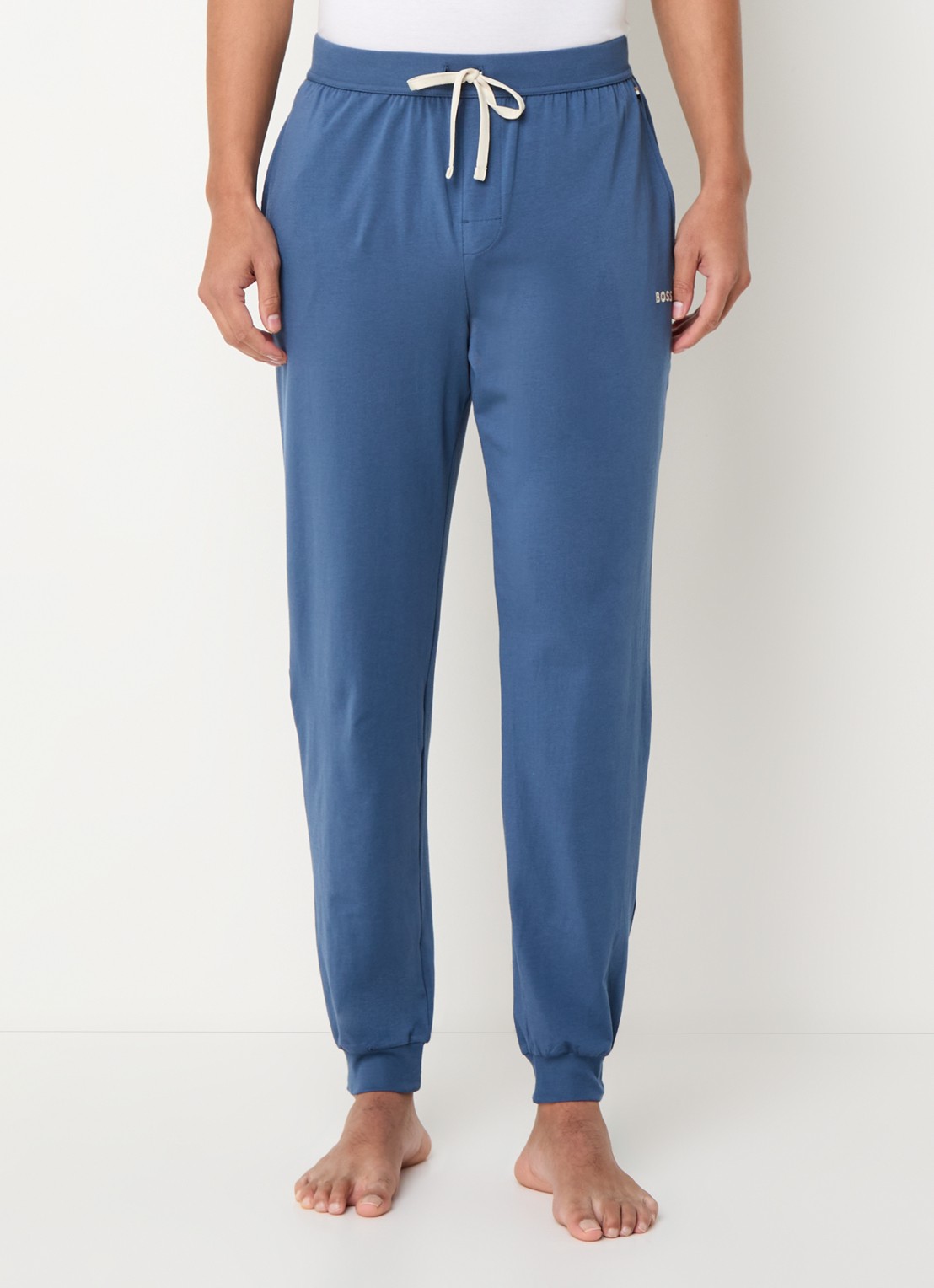 BOSS Mix&Match pyjamabroek met logoborduring en steekzakken - detail 4 staalblauw