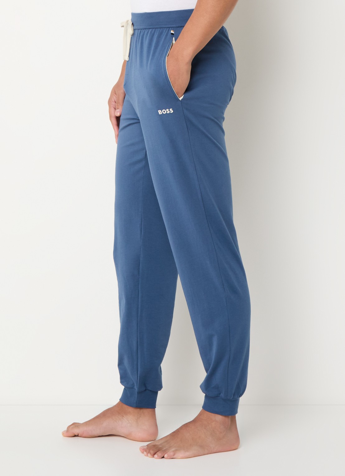 BOSS Mix&Match pyjamabroek met logoborduring en steekzakken - detail 5 staalblauw
