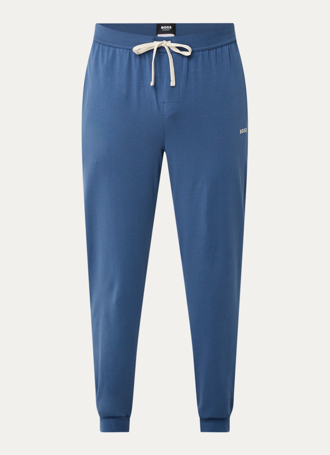 BOSS Mix&Match pyjamabroek met logoborduring en steekzakken - voorkant staalblauw