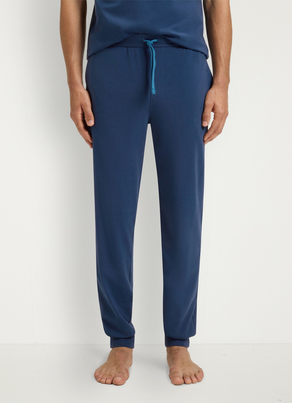 BOSS Mix&Match pyjamabroek met logoborduring en steekzakken - detail petrol