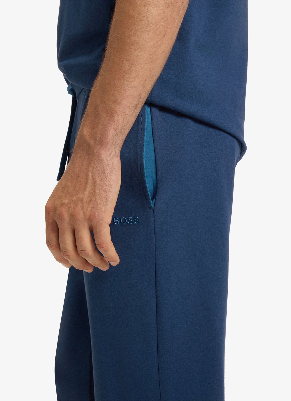 BOSS Mix&Match pyjamabroek met logoborduring en steekzakken - detail 2 petrol