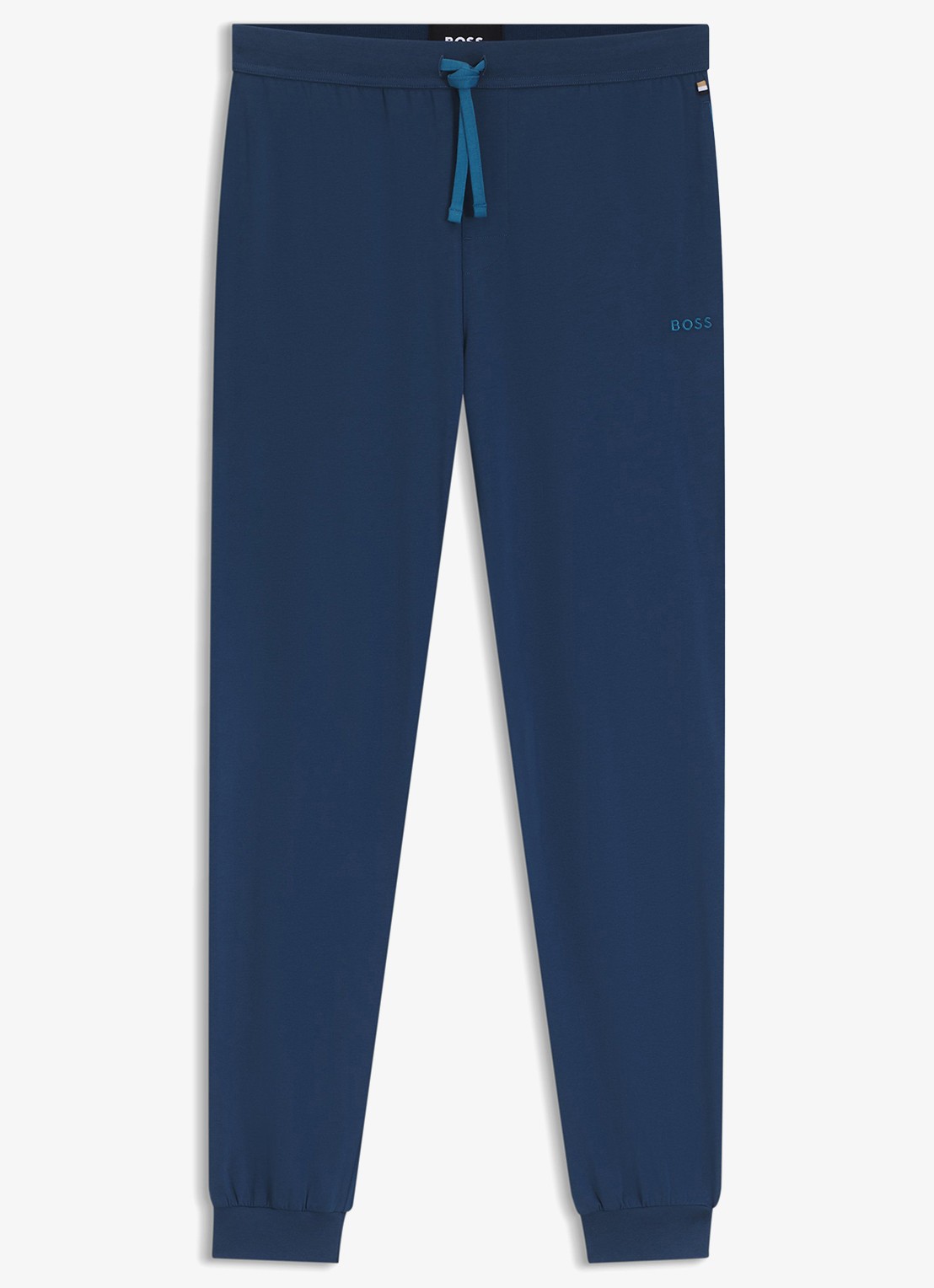 BOSS Mix&Match pyjamabroek met logoborduring en steekzakken - voorkant 3 petrol
