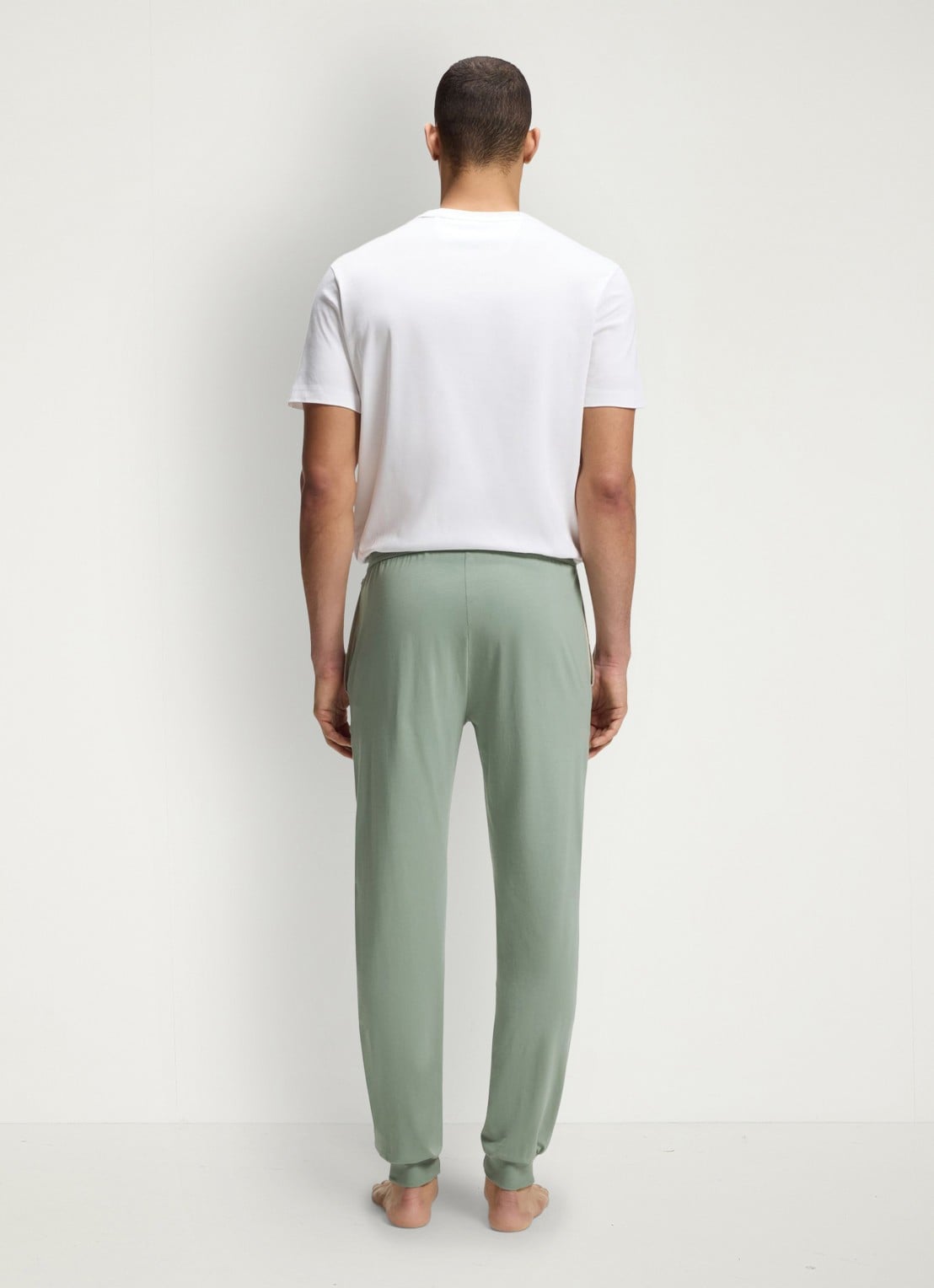BOSS Mix&Match pyjamabroek met logoborduring en steekzakken - achterkant 3 lichtgroen