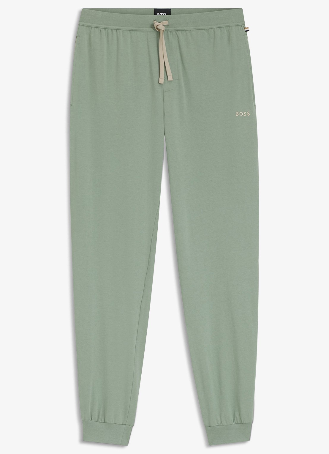 BOSS Mix&Match pyjamabroek met logoborduring en steekzakken - voorkant lichtgroen