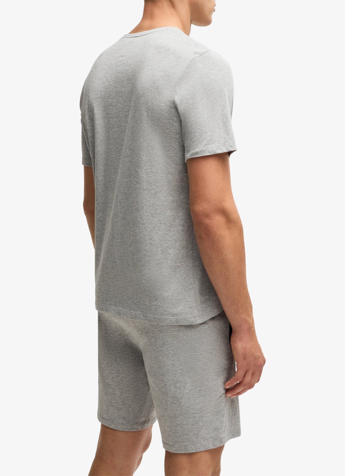 BOSS Mix&Match pyjamatop met logoborduring - achterkant middengrijs