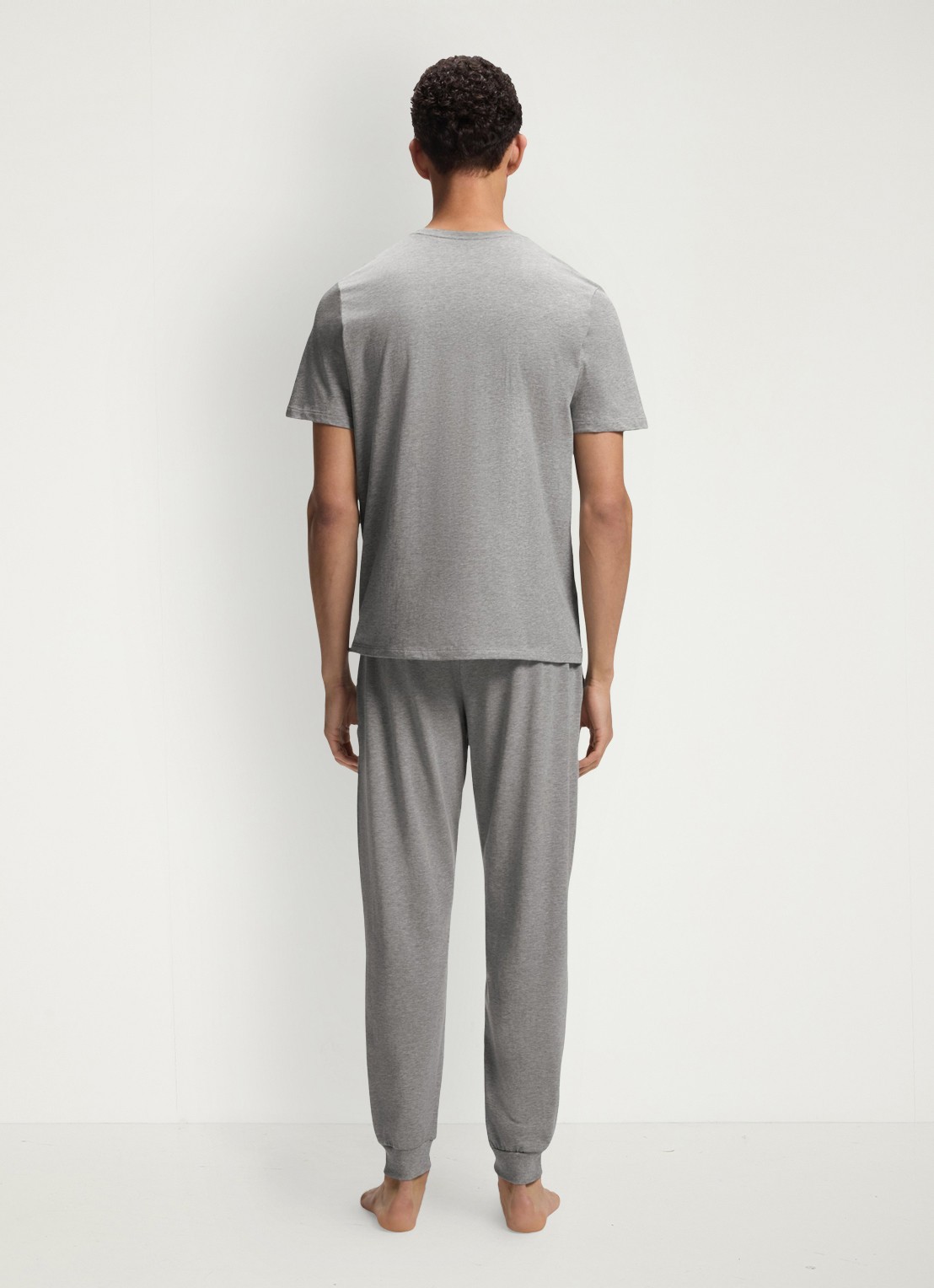 BOSS Mix&Match pyjamatop met logoborduring - achterkant 3 middengrijs