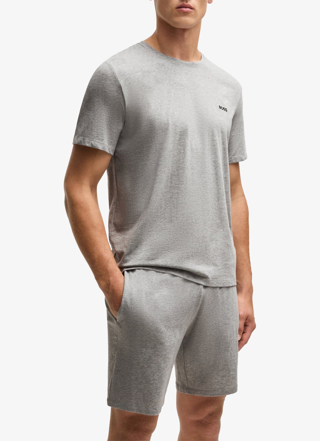 BOSS Mix&Match pyjamatop met logoborduring - detail 2 middengrijs