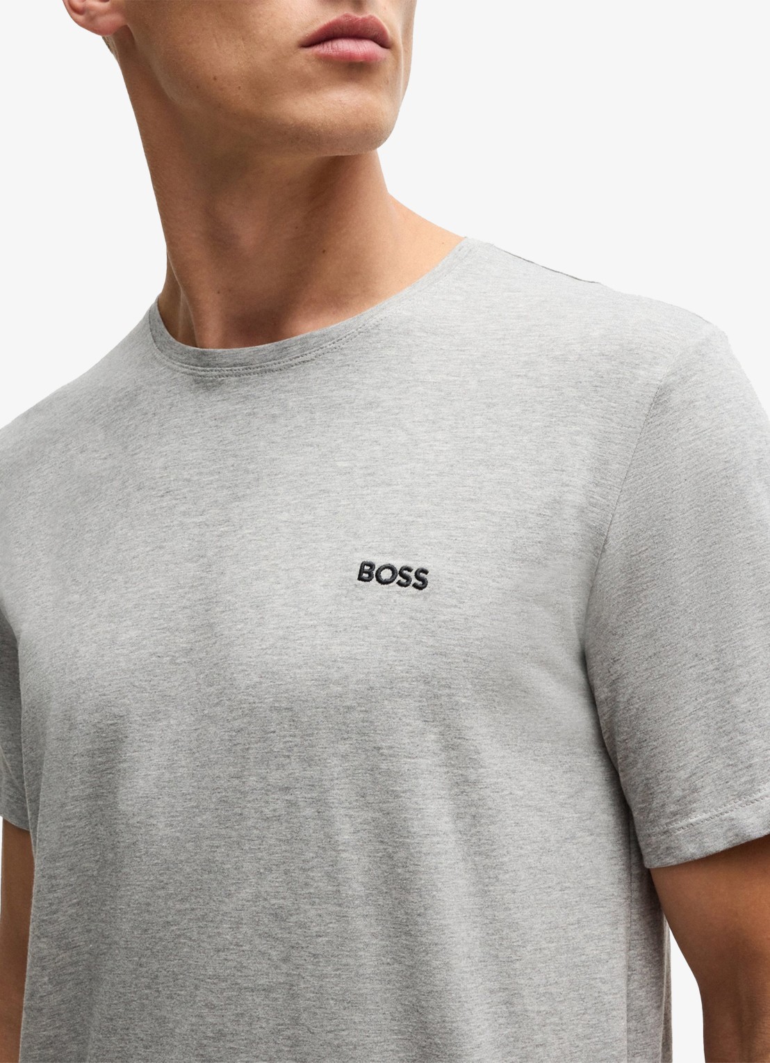 BOSS Mix&Match pyjamatop met logoborduring - detail 3 middengrijs