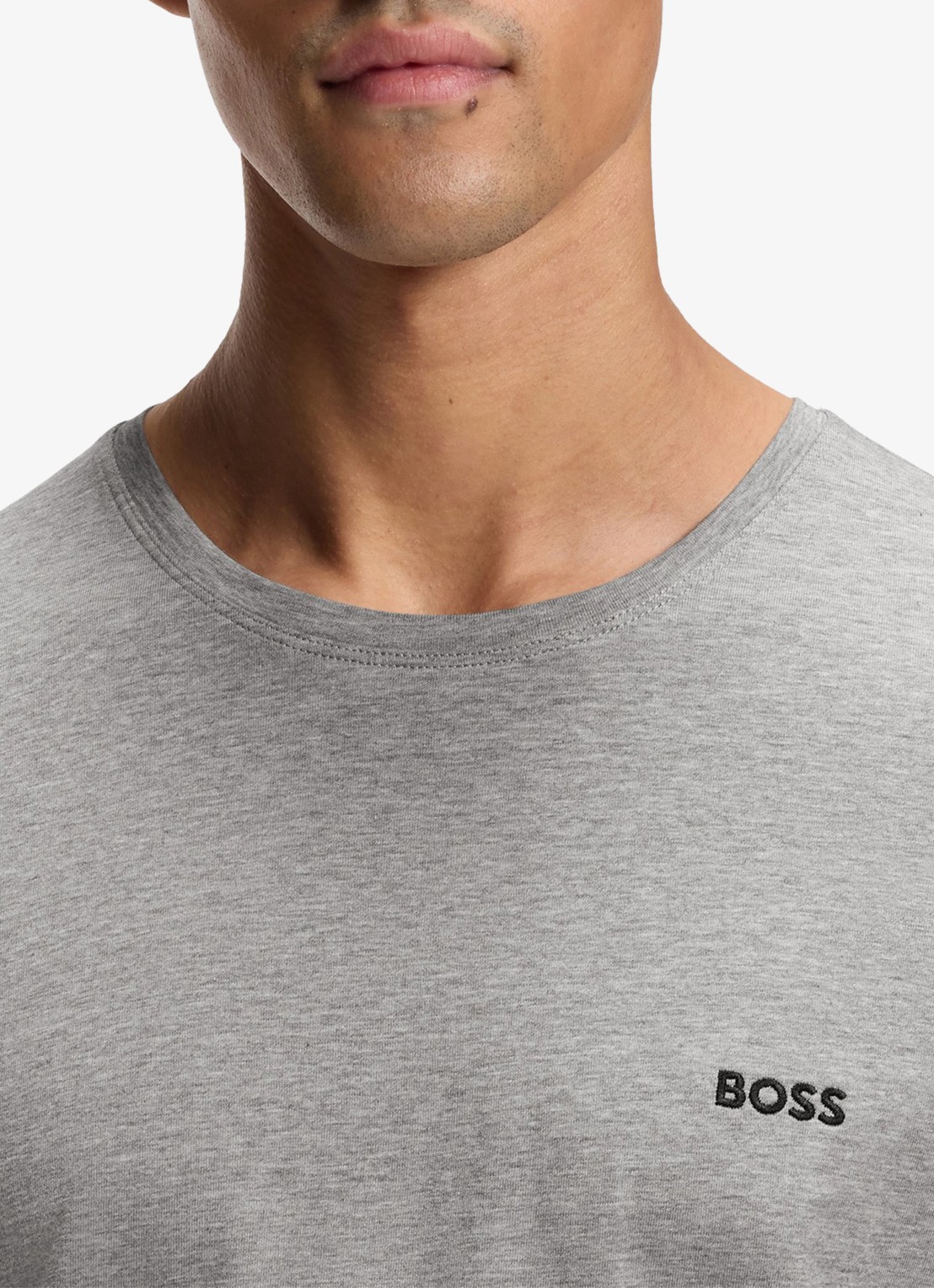 BOSS Mix&Match pyjamatop met logoborduring - detail 2 middengrijs