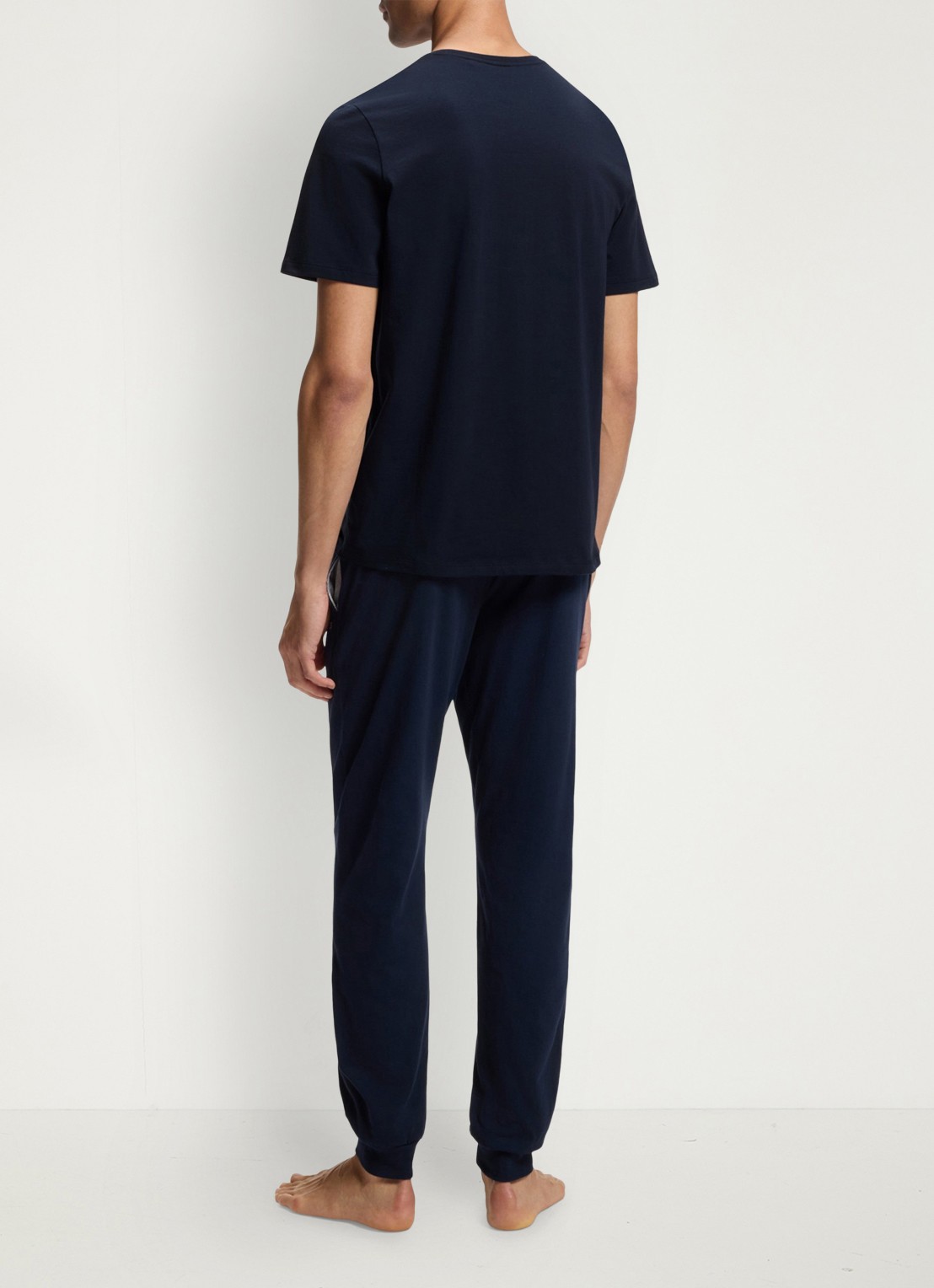 BOSS Mix&Match pyjamatop met logoborduring - achterkant 6 donkerblauw