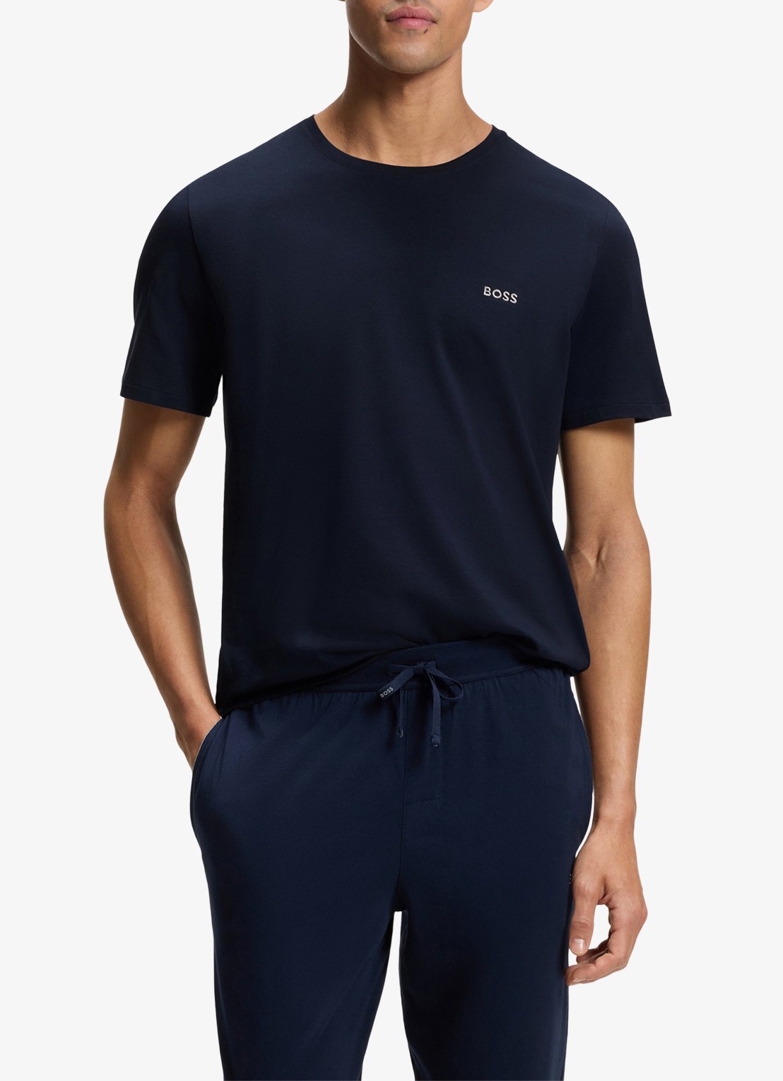 BOSS Mix&Match pyjamatop met logoborduring - detail 3 donkerblauw