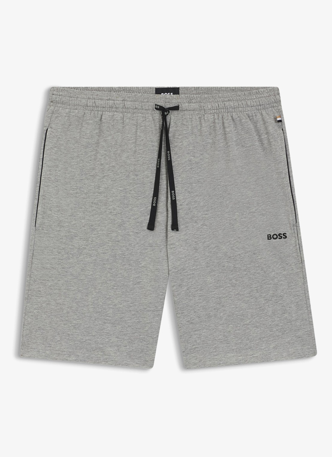 BOSS Mix&Match straight fit korte loungebroek met logo - voorkant 4 grijsmele