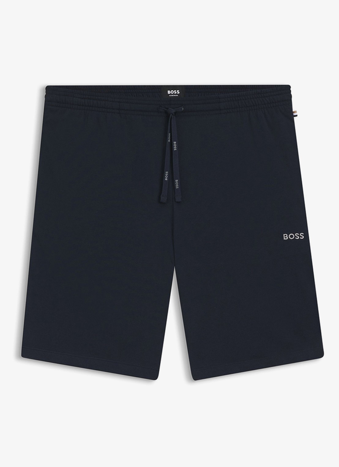 BOSS Mix&Match straight fit korte loungebroek met logo - voorkant 2 donkerblauw