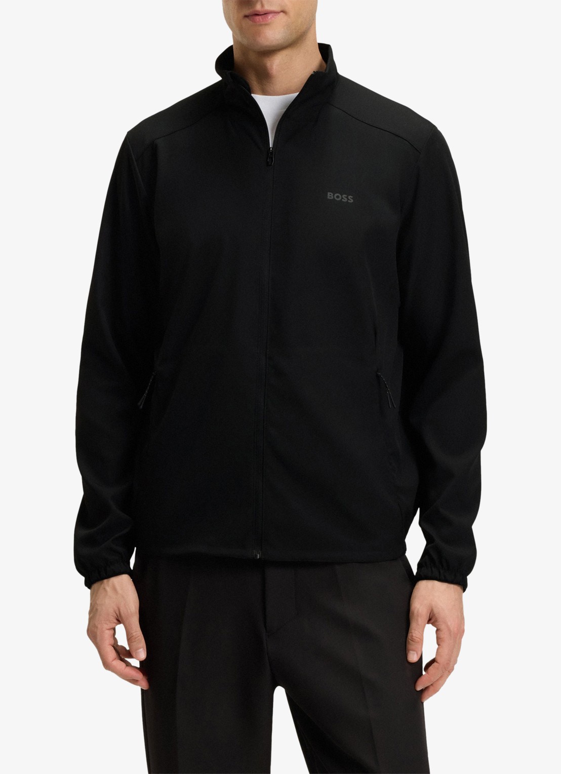 BOSS Mix&Match sweatvest met logoborduring en steekzakken - detail 4 zwart
