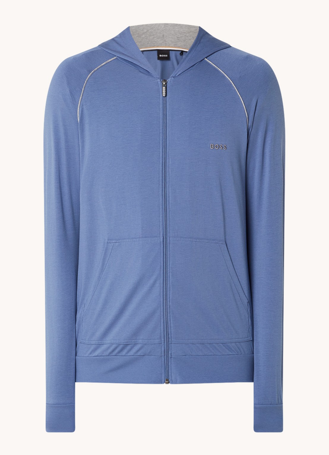 BOSS Mix&Match sweatvest met logoborduring en steekzakken - voorkant open blue-478 / blauw