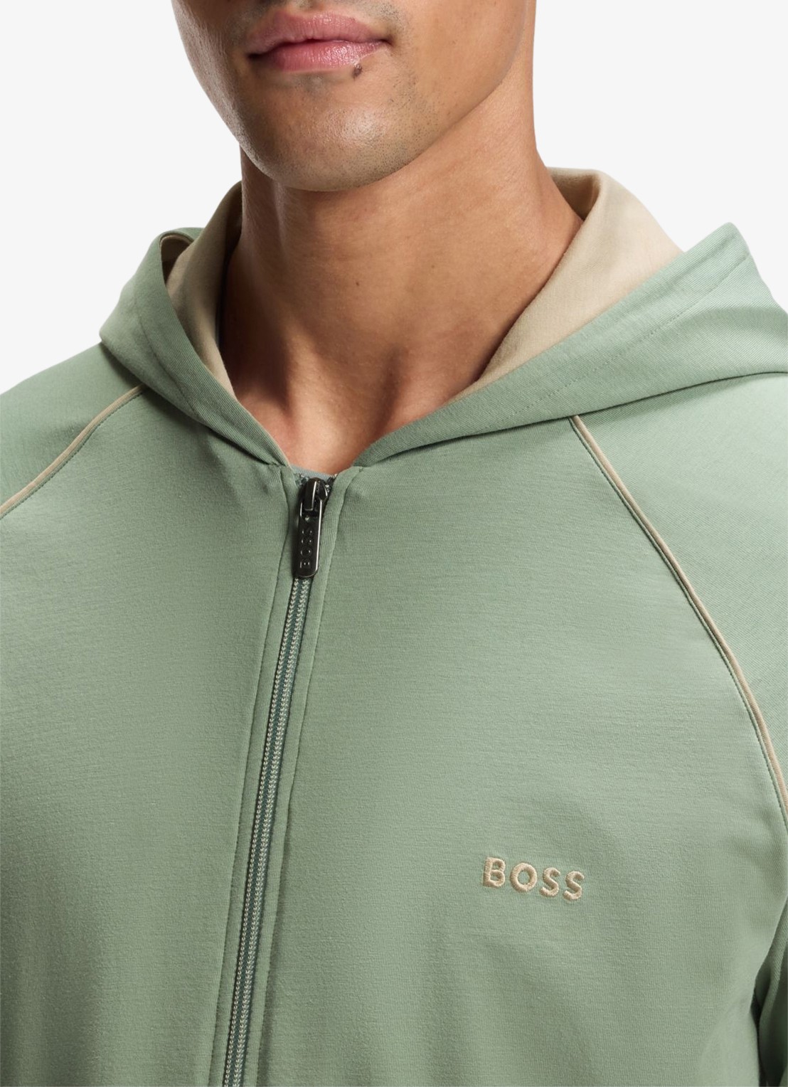 BOSS Mix&Match sweatvest met logoborduring en steekzakken - detail light /pastel green-330 / groen