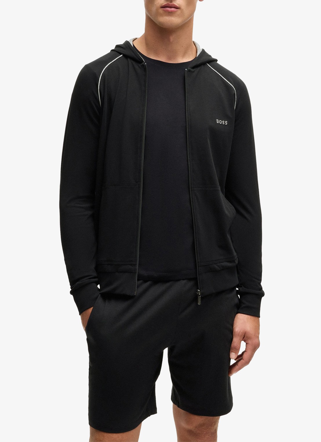 BOSS Mix&Match sweatvest met logoborduring - detail 4 zwart